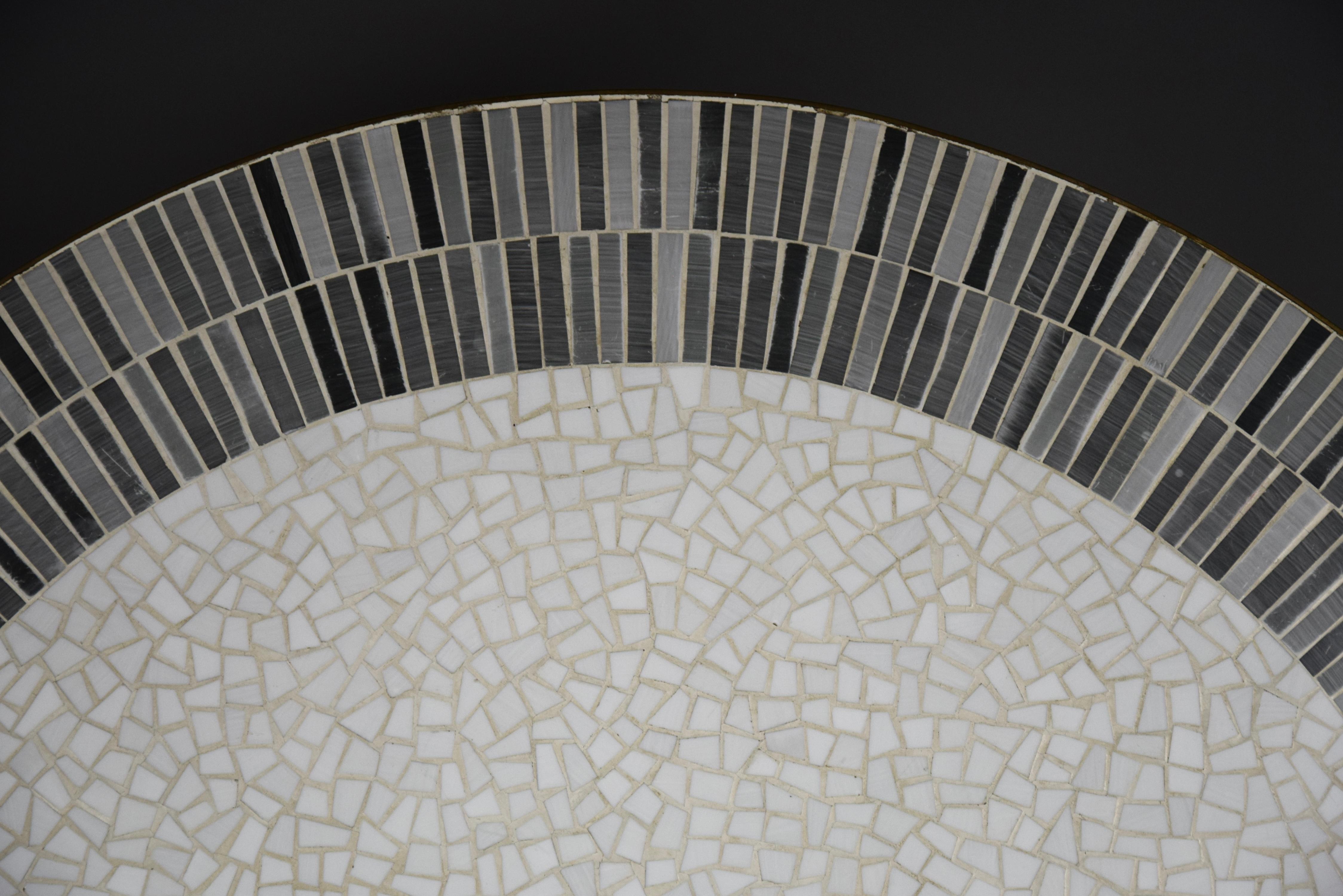 Stunning Round White and Grey Mosaic Coffee Table by Berthold Muller 8