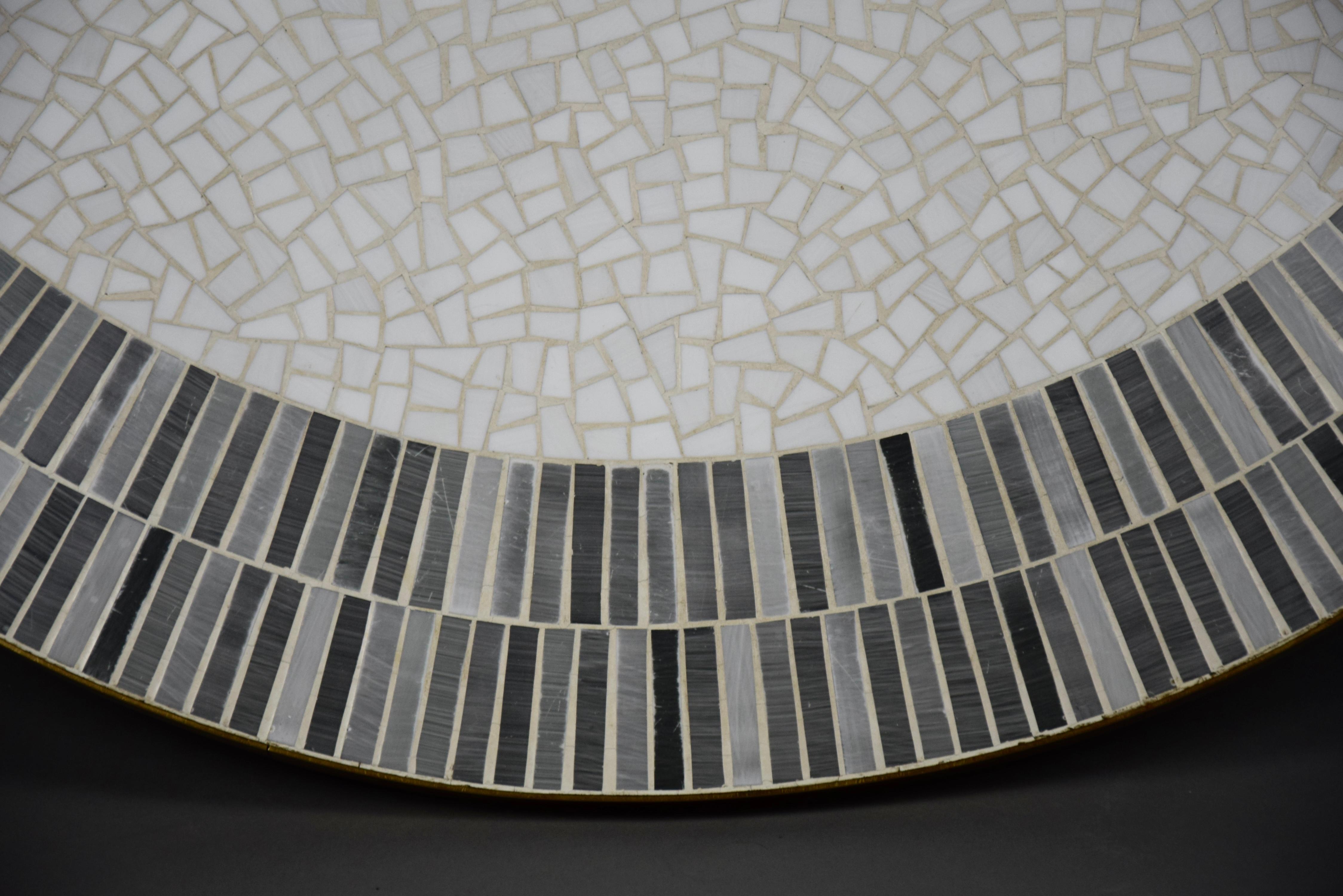 Stunning Round White and Grey Mosaic Coffee Table by Berthold Muller 9