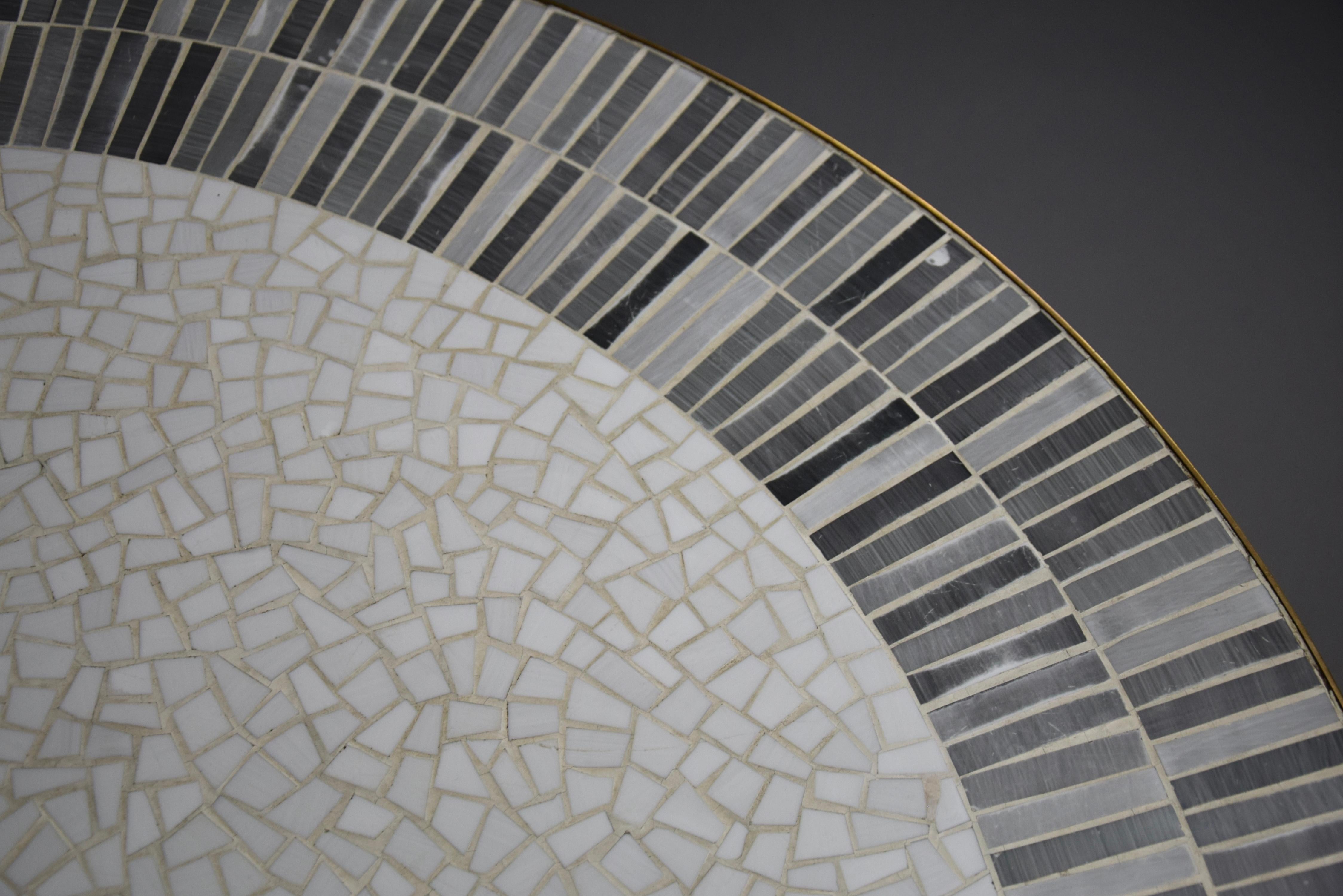 Stunning Round White and Grey Mosaic Coffee Table by Berthold Muller 1