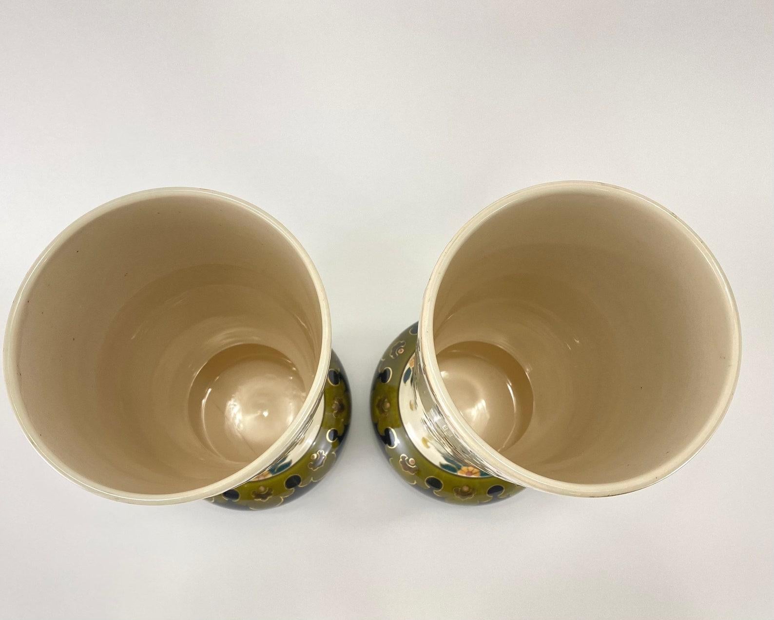 Romantic Stunning Royal Bonn Antique Vases, Ceramic, Germany, 1890s
