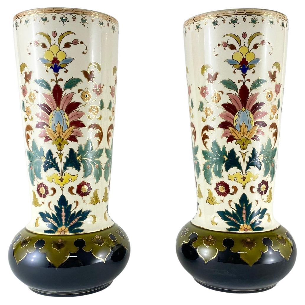 Superbes vases anciens Royal Bonn en céramique, Allemagne, années 1890 en vente