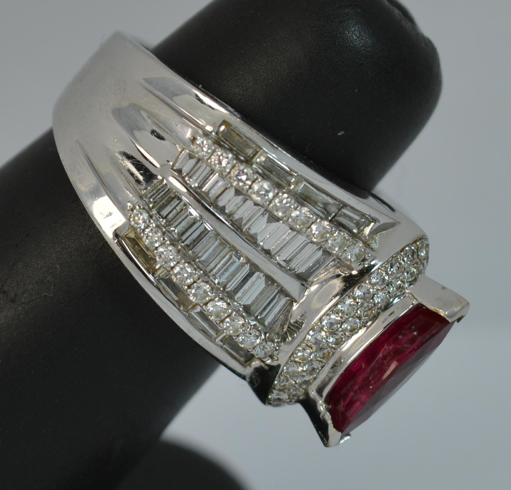 Stunning Ruby and 1.50 Carat Diamond 18 Carat Gold Cluster Cocktail Ring 5
