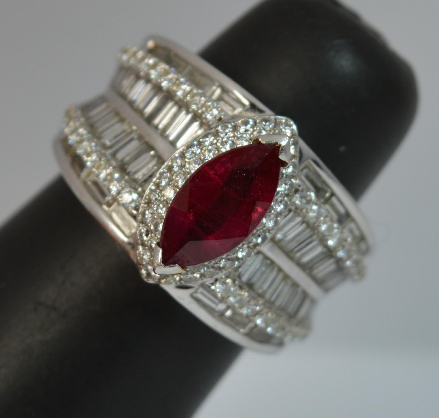 Stunning Ruby and 1.50 Carat Diamond 18 Carat Gold Cluster Cocktail Ring 6