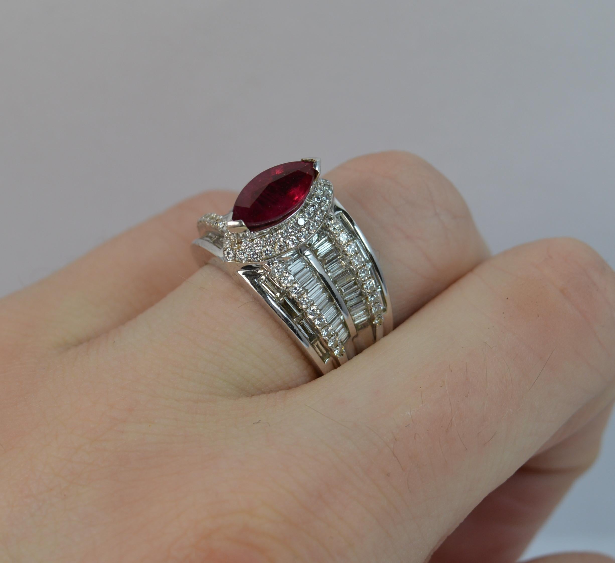 Women's Stunning Ruby and 1.50 Carat Diamond 18 Carat Gold Cluster Cocktail Ring