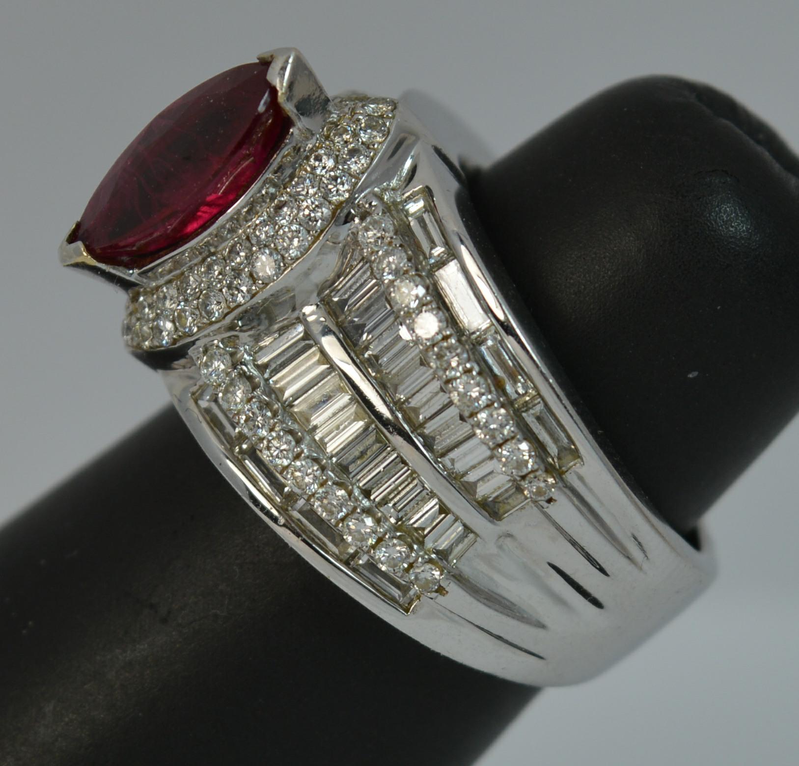 Stunning Ruby and 1.50 Carat Diamond 18 Carat Gold Cluster Cocktail Ring 4