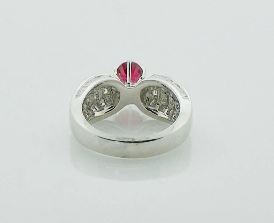 Women's or Men's Stunning Ruby and Diamond Platinum Ring in Platinum For Sale
