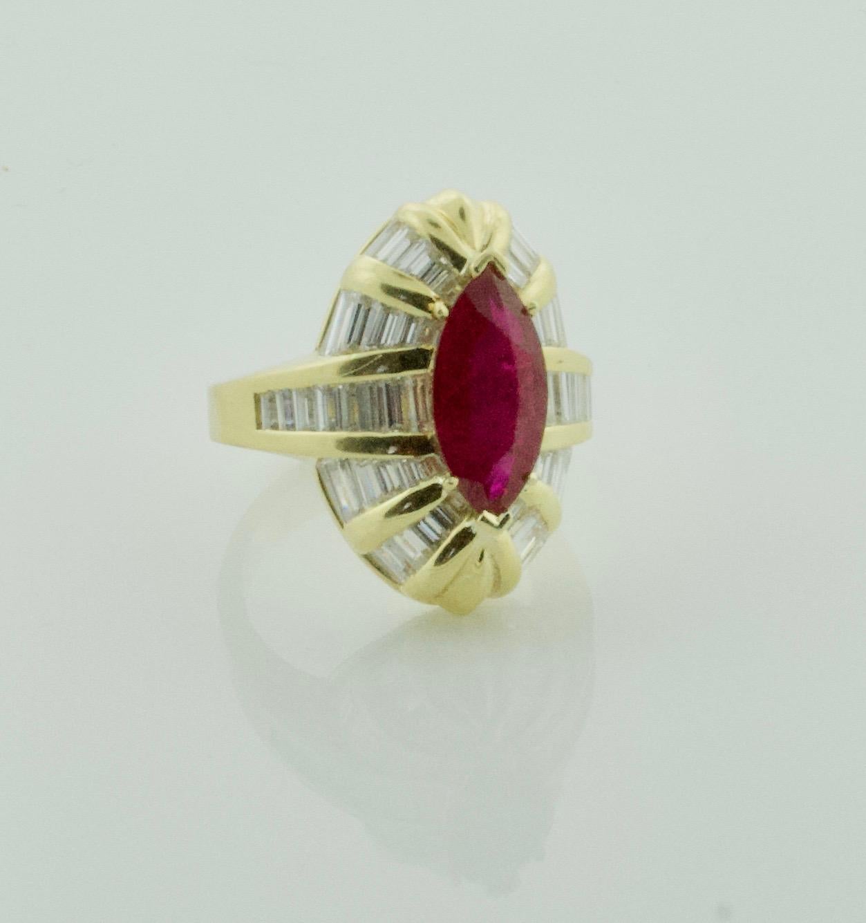 Stunning Ruby and Diamond Ring in 18 Karat Minimal Heat Treatment GIA Certed For Sale 1