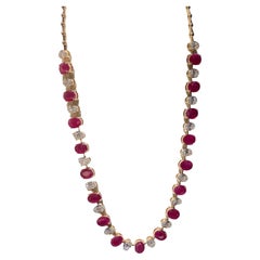 Stunning Ruby Diamond 18K Yellow Gold Necklace for Her