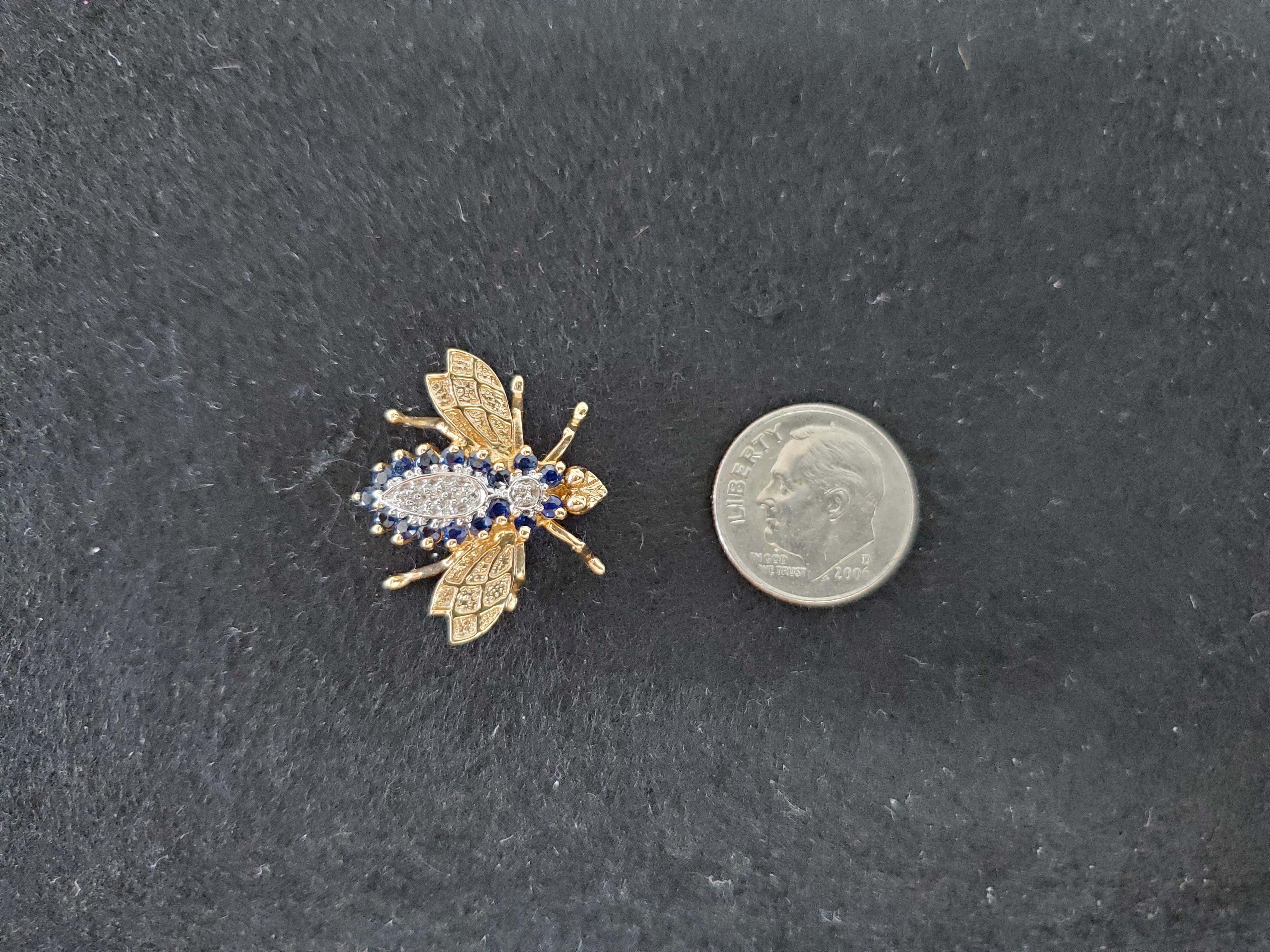 Round Cut Stunning Ruby or Sapphire Diamond Bumble Bee Brooch For Sale