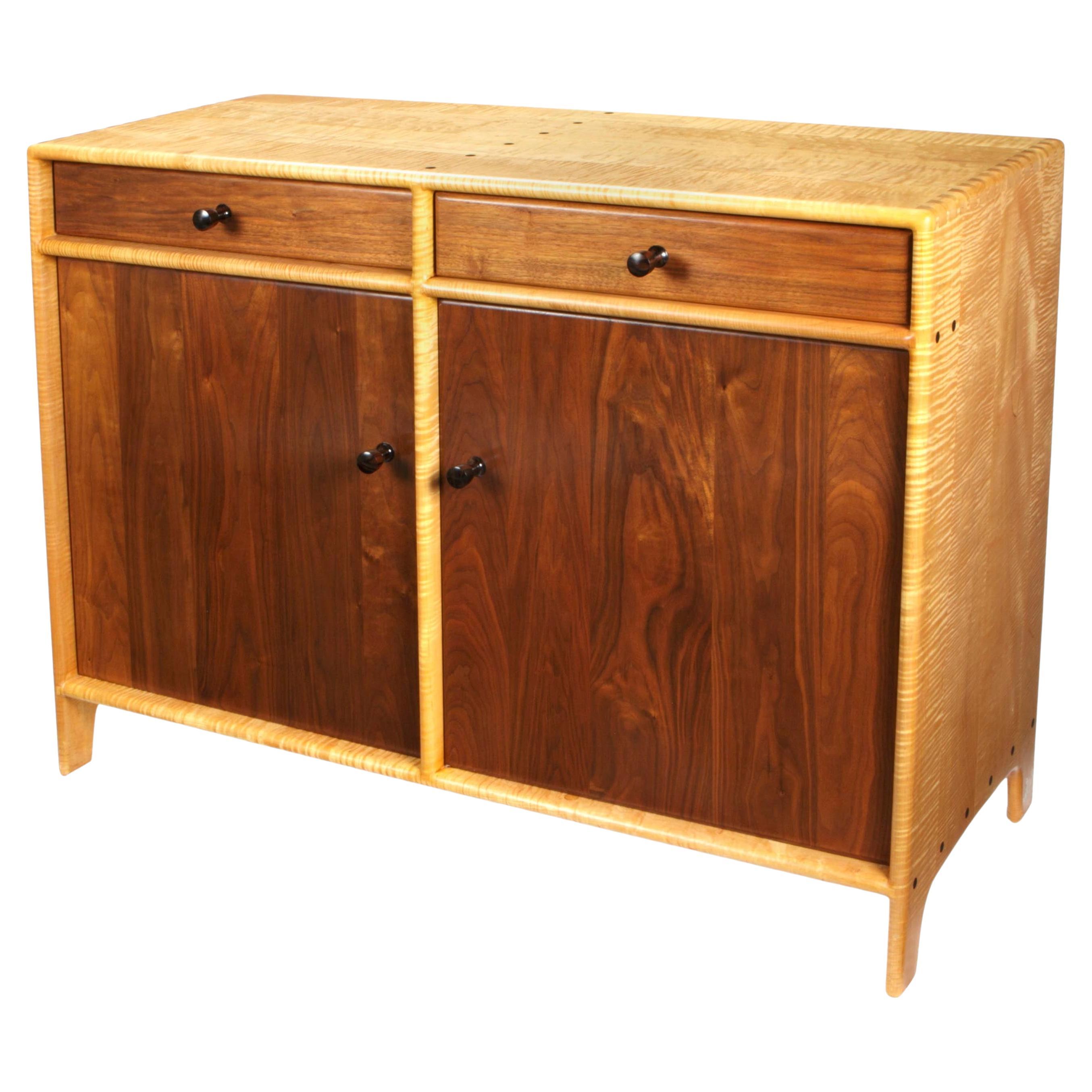 Stunning Walnut and Fiddle Back Maple Credenza Sam Maloof For Sale 5