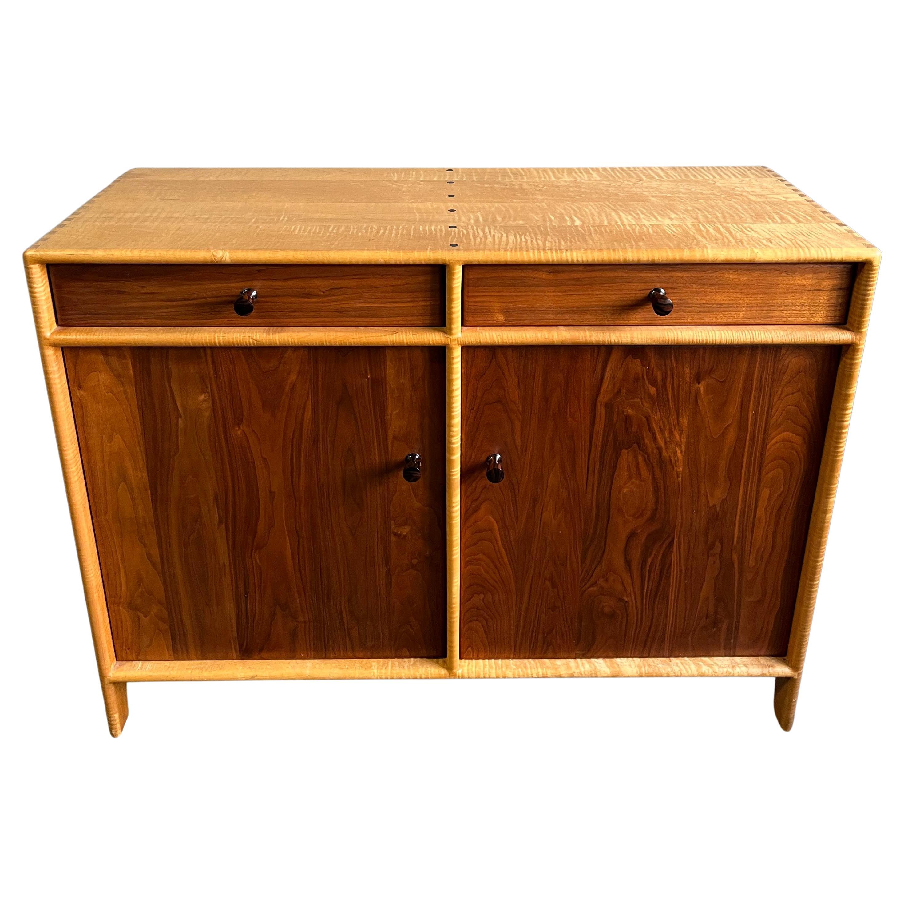Stunning Walnut and Fiddle Back Maple Credenza Sam Maloof For Sale