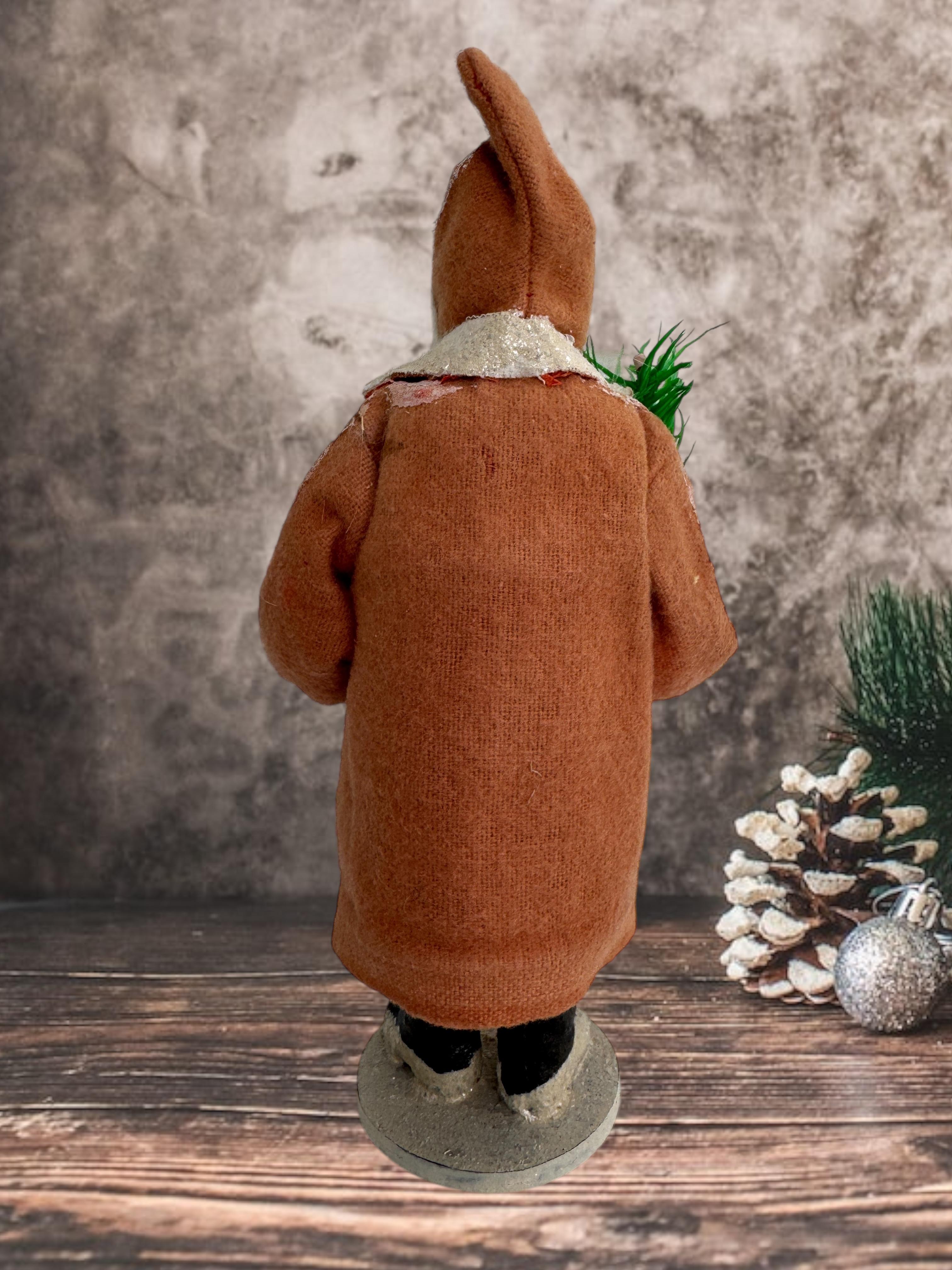 Impresionante Santa Claus Belsnickel Candy Container, Antique German Christmas 1910s en venta 11
