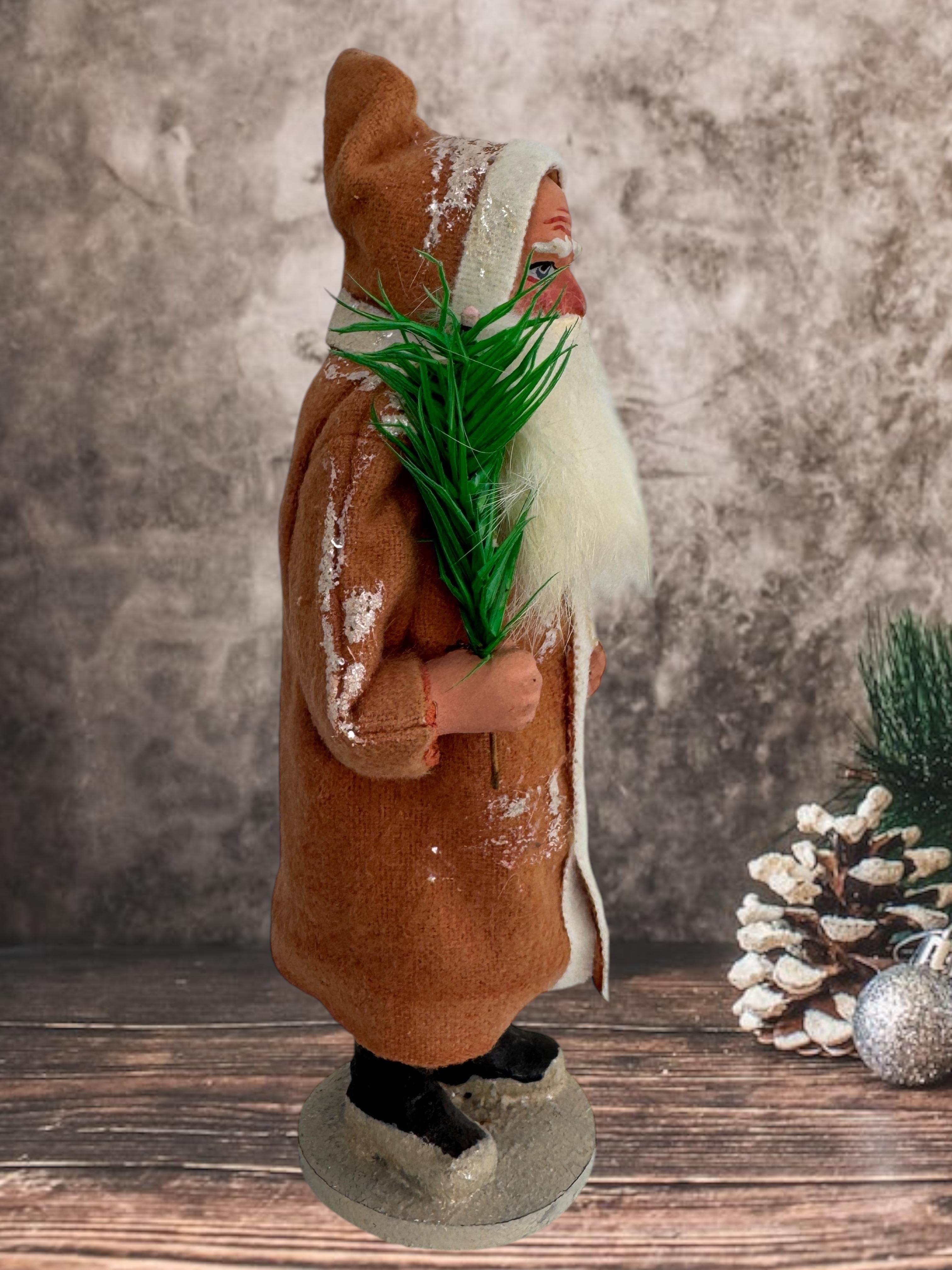 Impresionante Santa Claus Belsnickel Candy Container, Antique German Christmas 1910s en venta 12