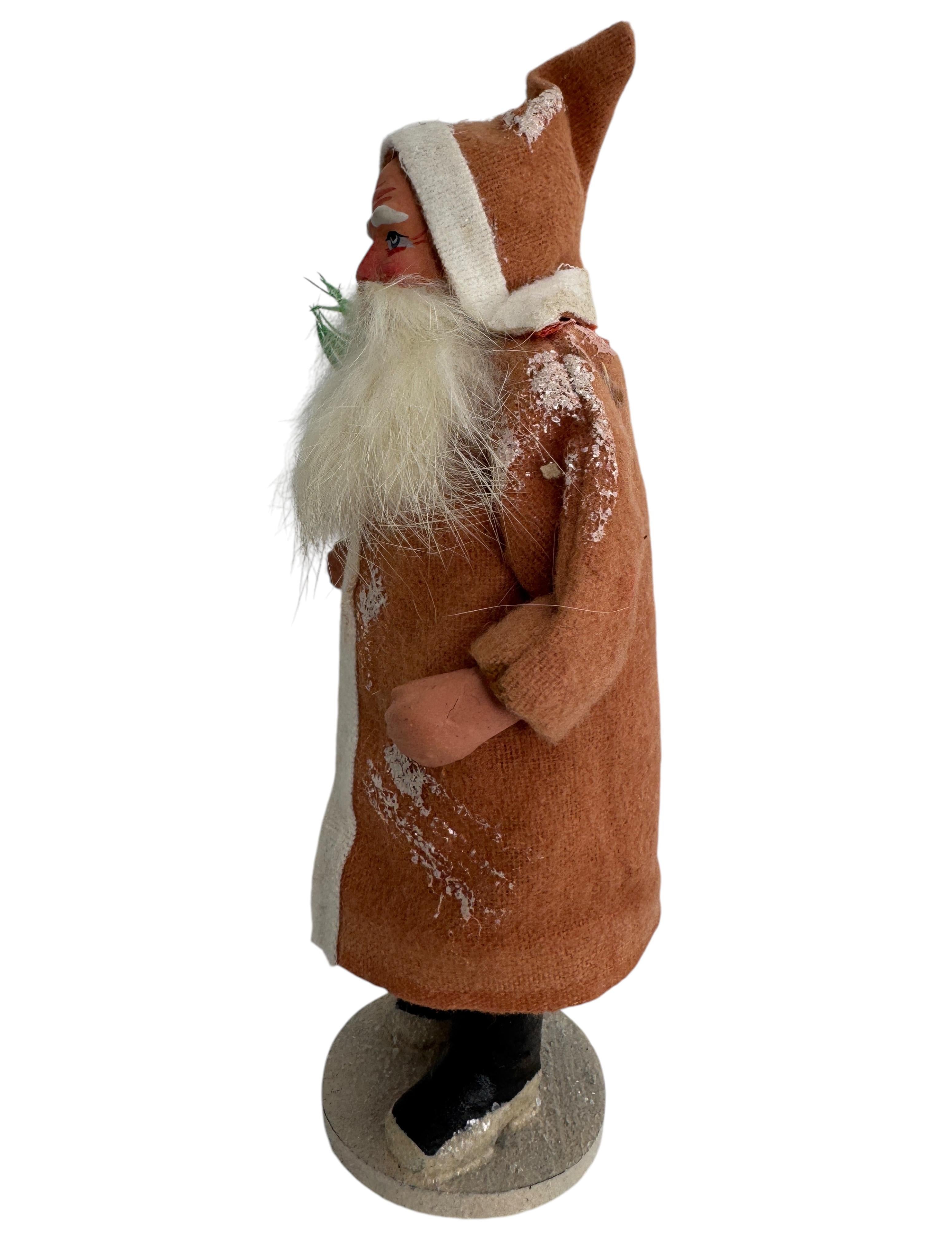 Impresionante Santa Claus Belsnickel Candy Container, Antique German Christmas 1910s Hecho a mano en venta