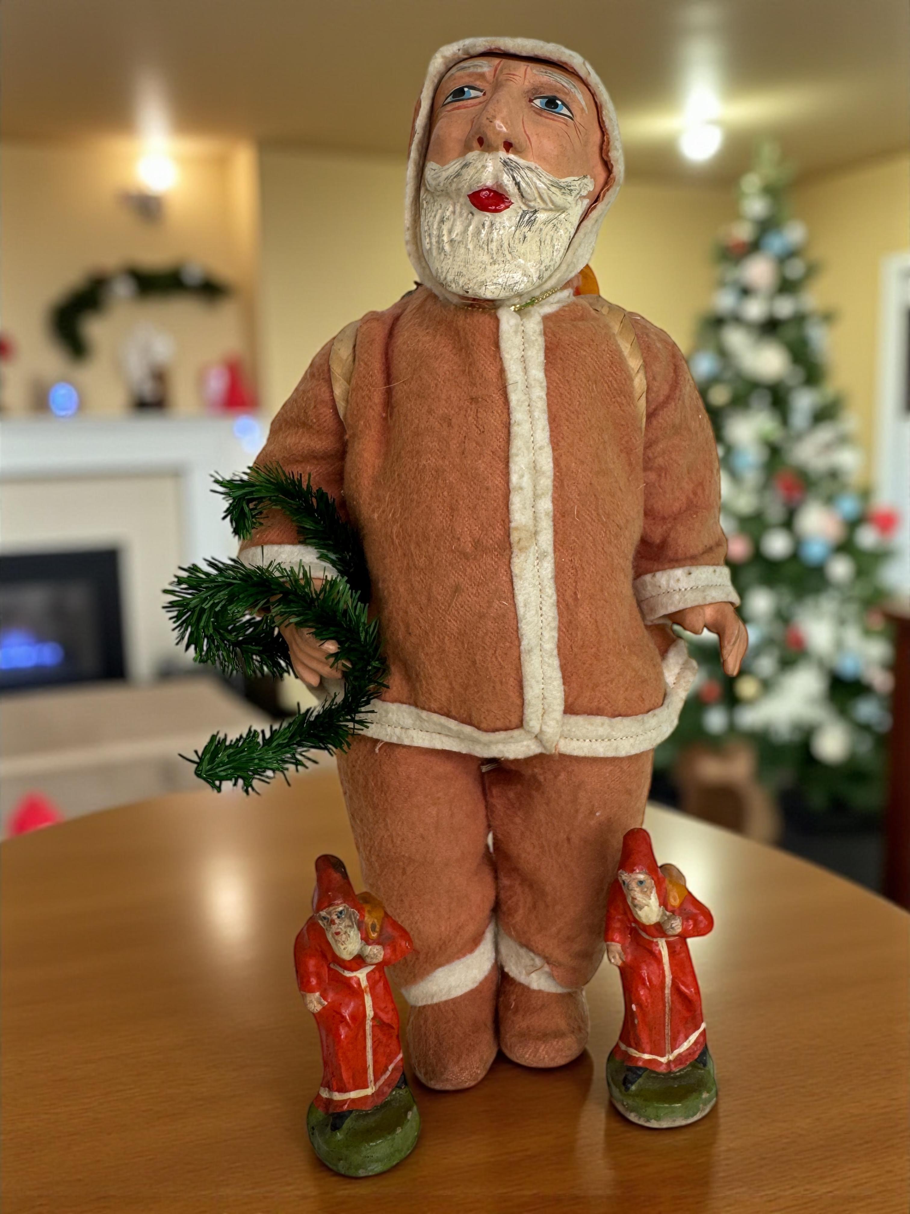 Superbe poupée Père Noël Belsnickel Décoration de Noël allemande des années 1910 en vente 3