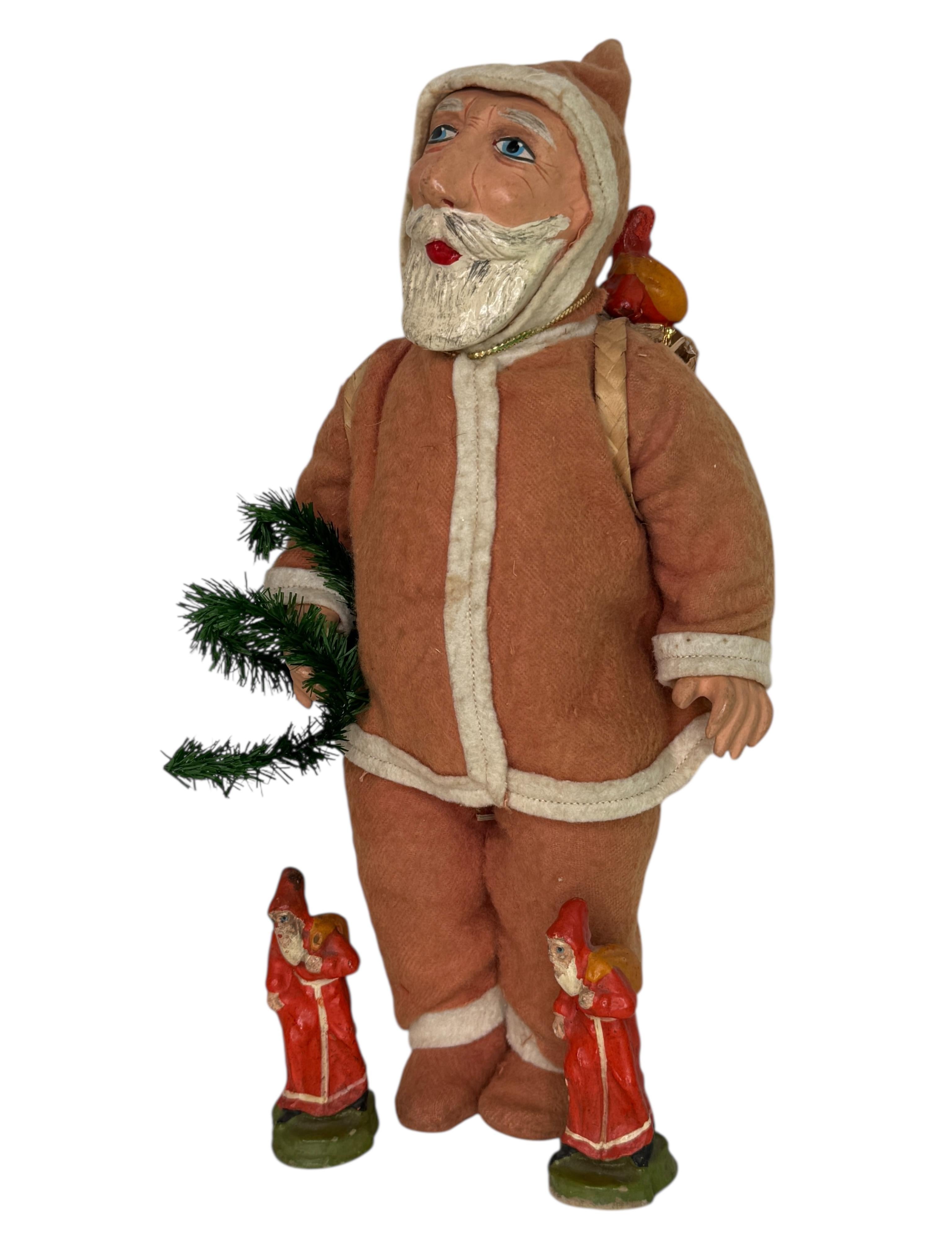 Fait main Superbe poupée Père Noël Belsnickel Décoration de Noël allemande des années 1910 en vente