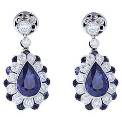 Stunning Sapphire and Diamond Platinum Earrings