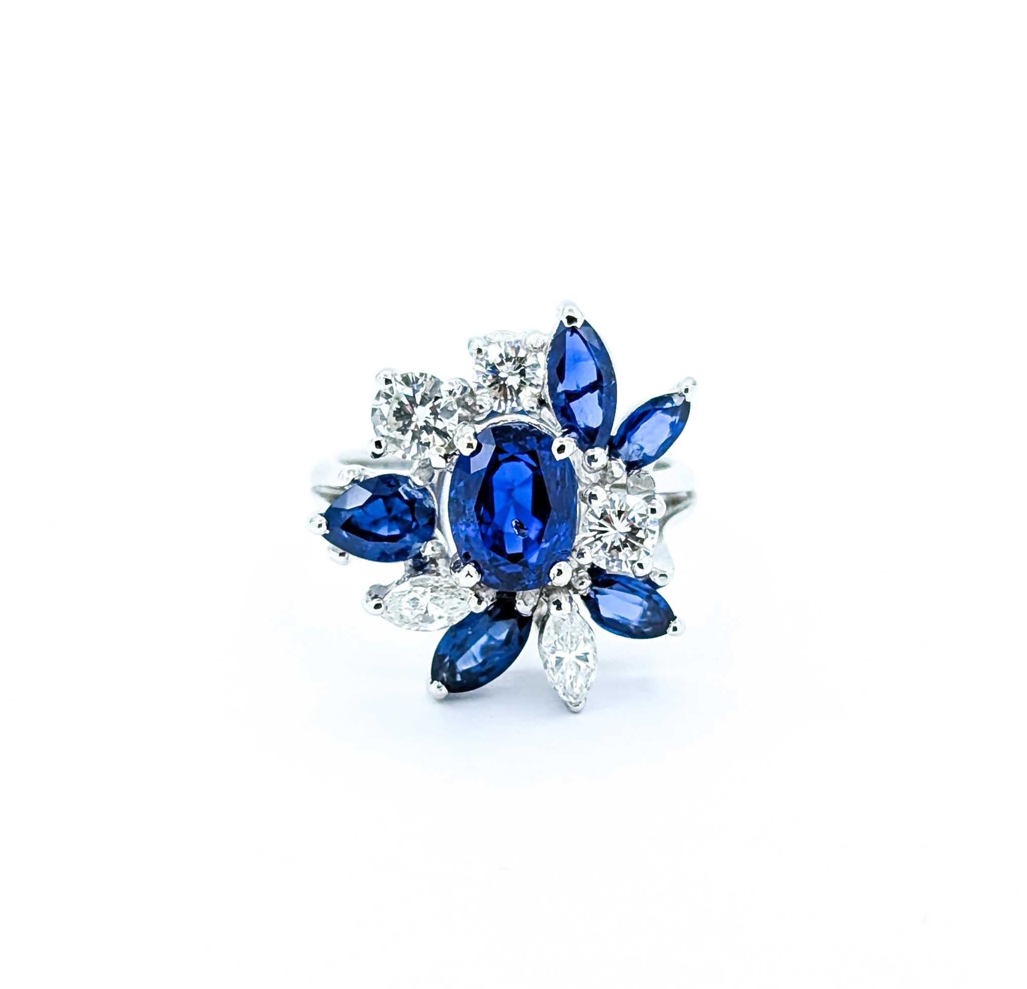Stunning Sapphire & Diamond Cocktail Ring For Sale 4