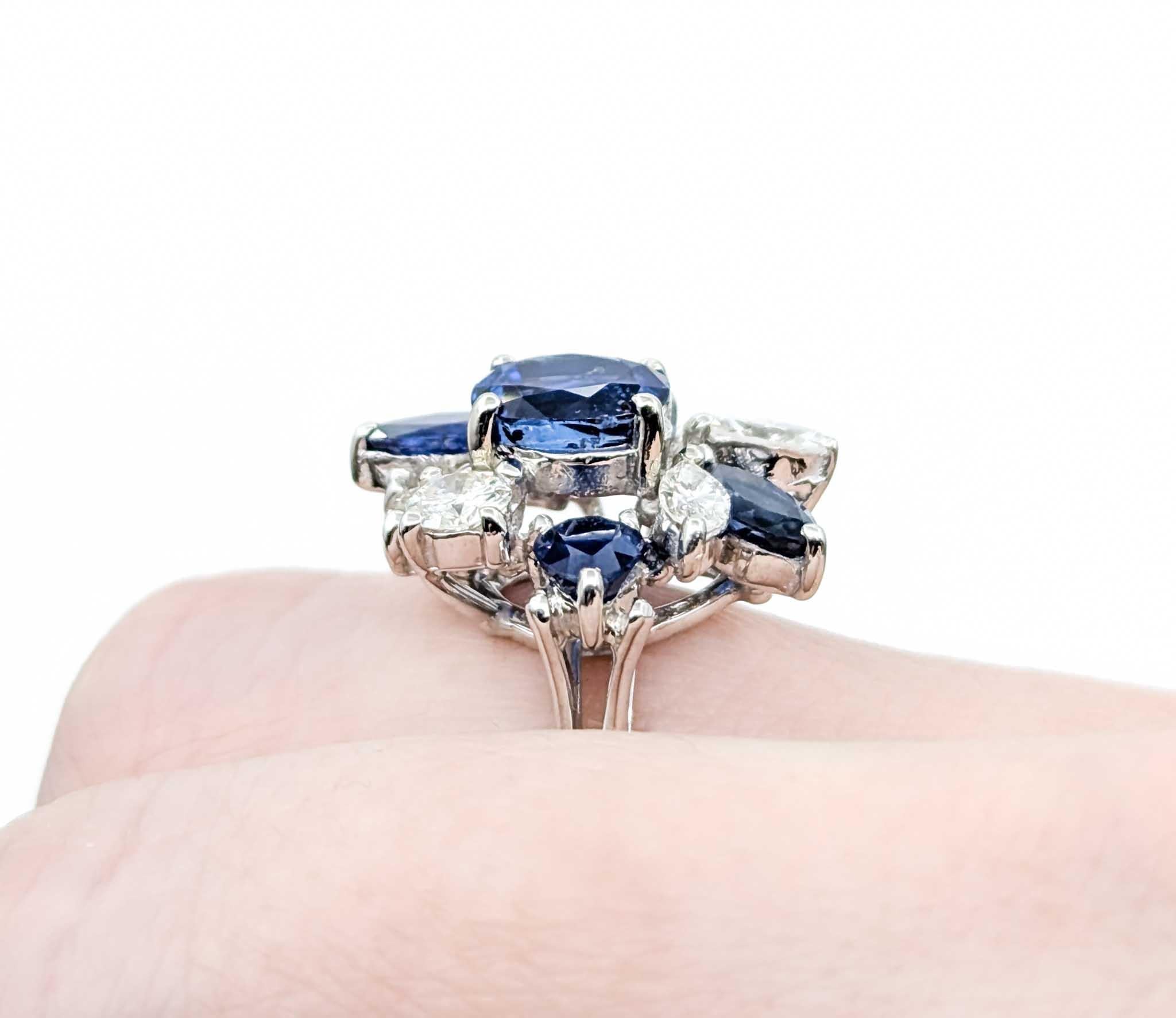 Oval Cut Stunning Sapphire & Diamond Cocktail Ring For Sale