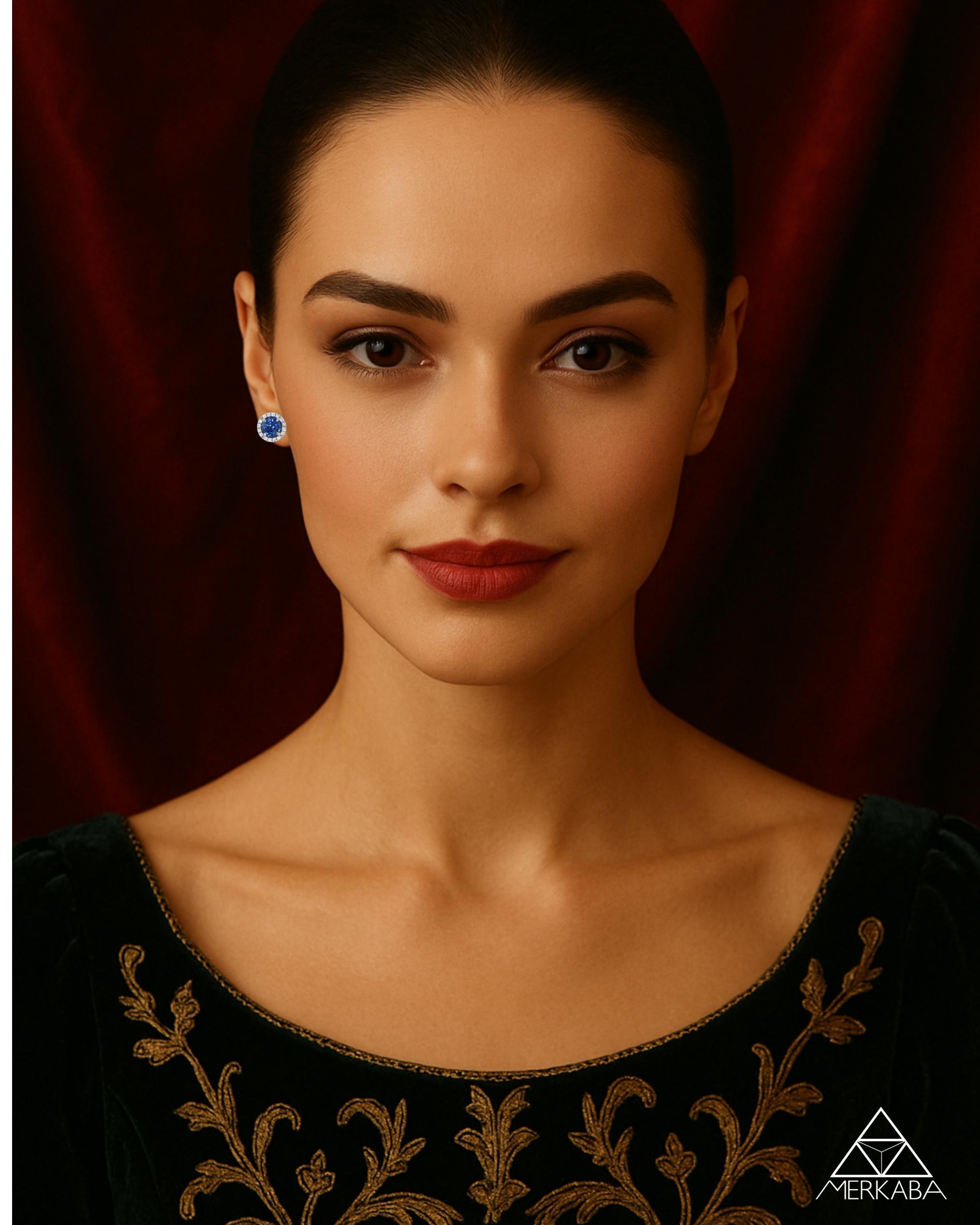 Moderno Orecchini di diamanti a perno con zaffiro 1,76 carati - 1stDibs Sapphire Jewelry in vendita