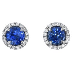 Stunning Sapphire Stud Diamond Earrings 1.76 Carat - 1stDibs Sapphire Jewelry