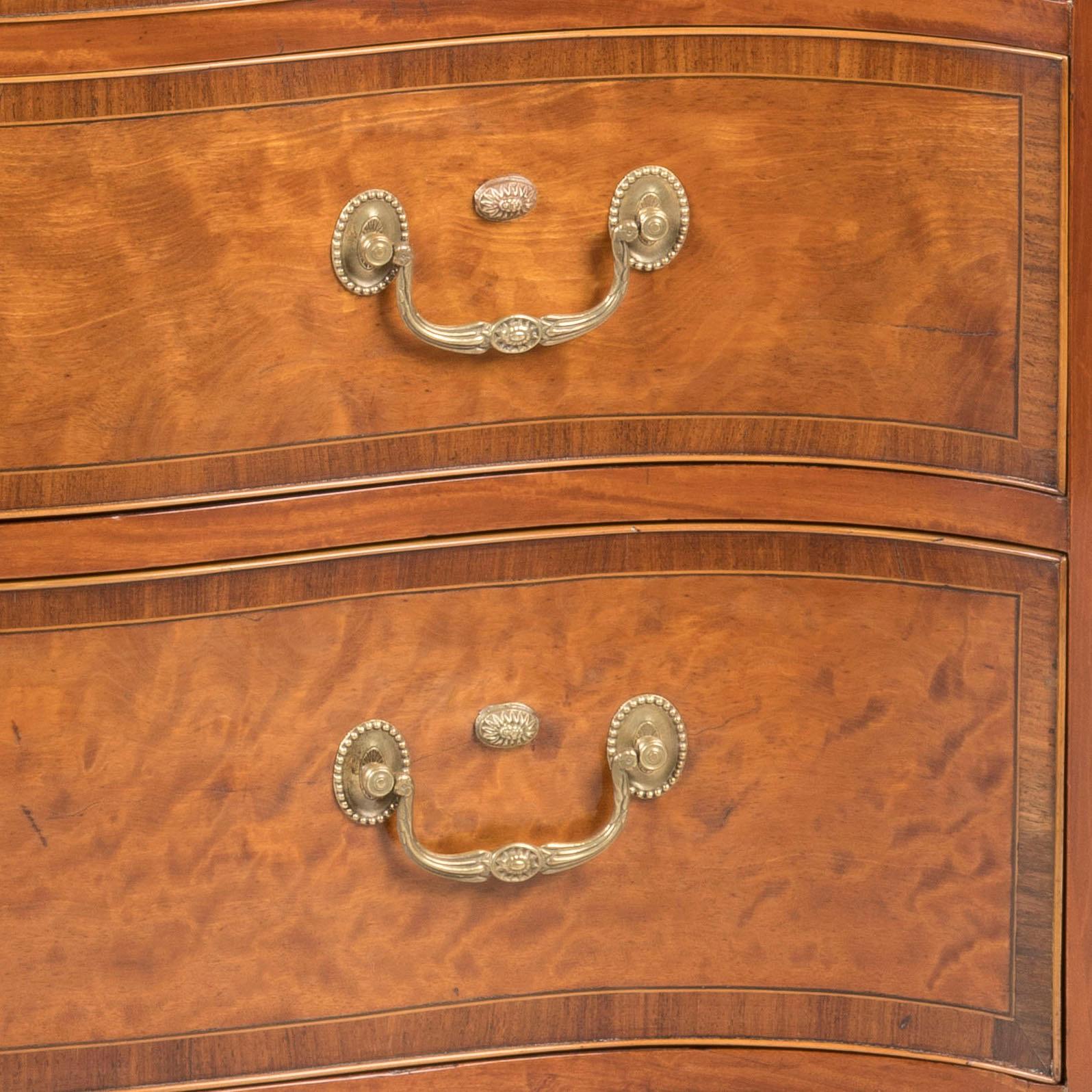 Brass Stunning Satinwood 18th Century George III Chest of Drawers For Sale