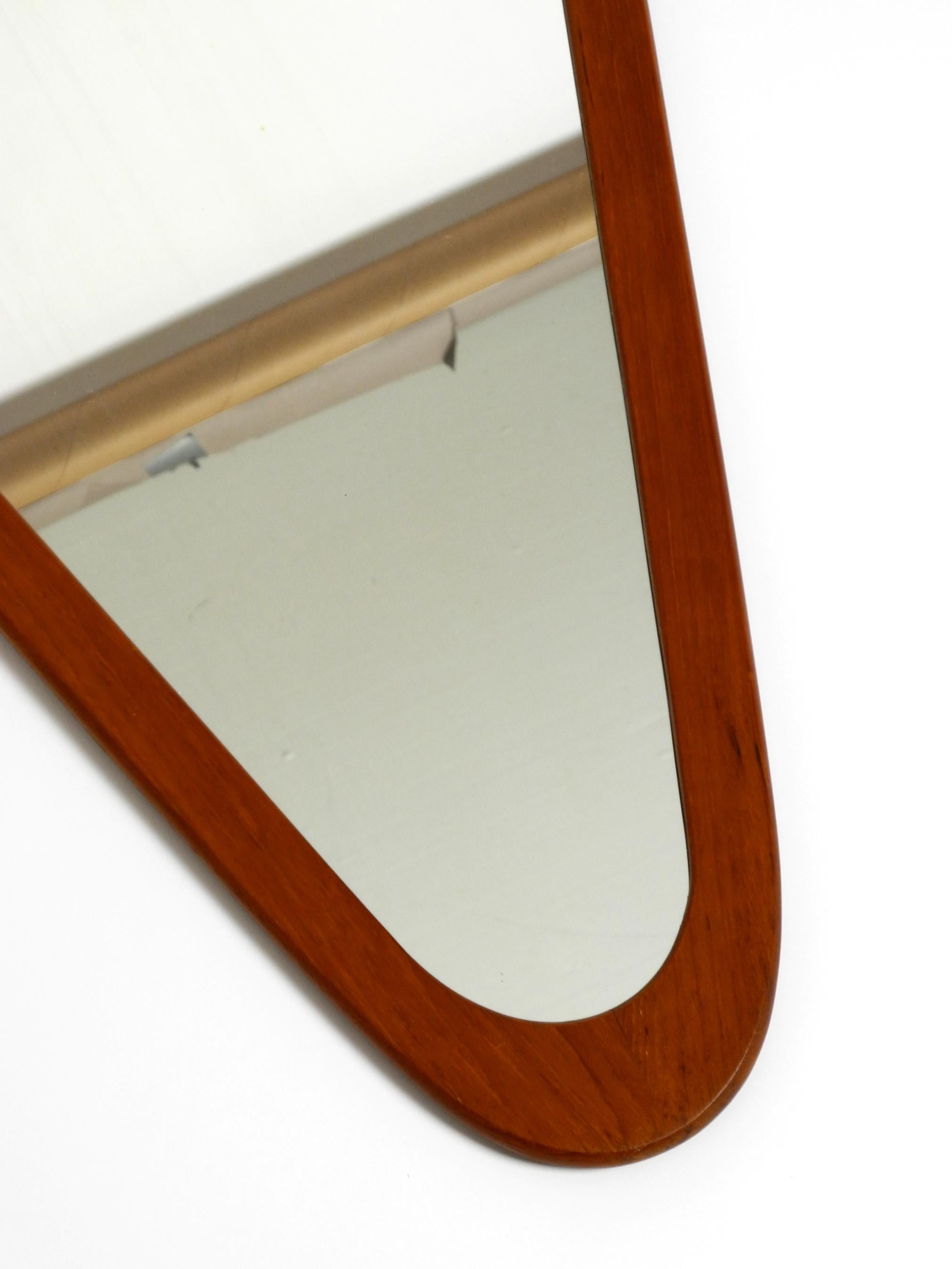 Stunning Scandinavian 1950s Large Asymmetrical Triangle Teak Wall Mirror For Sale 9