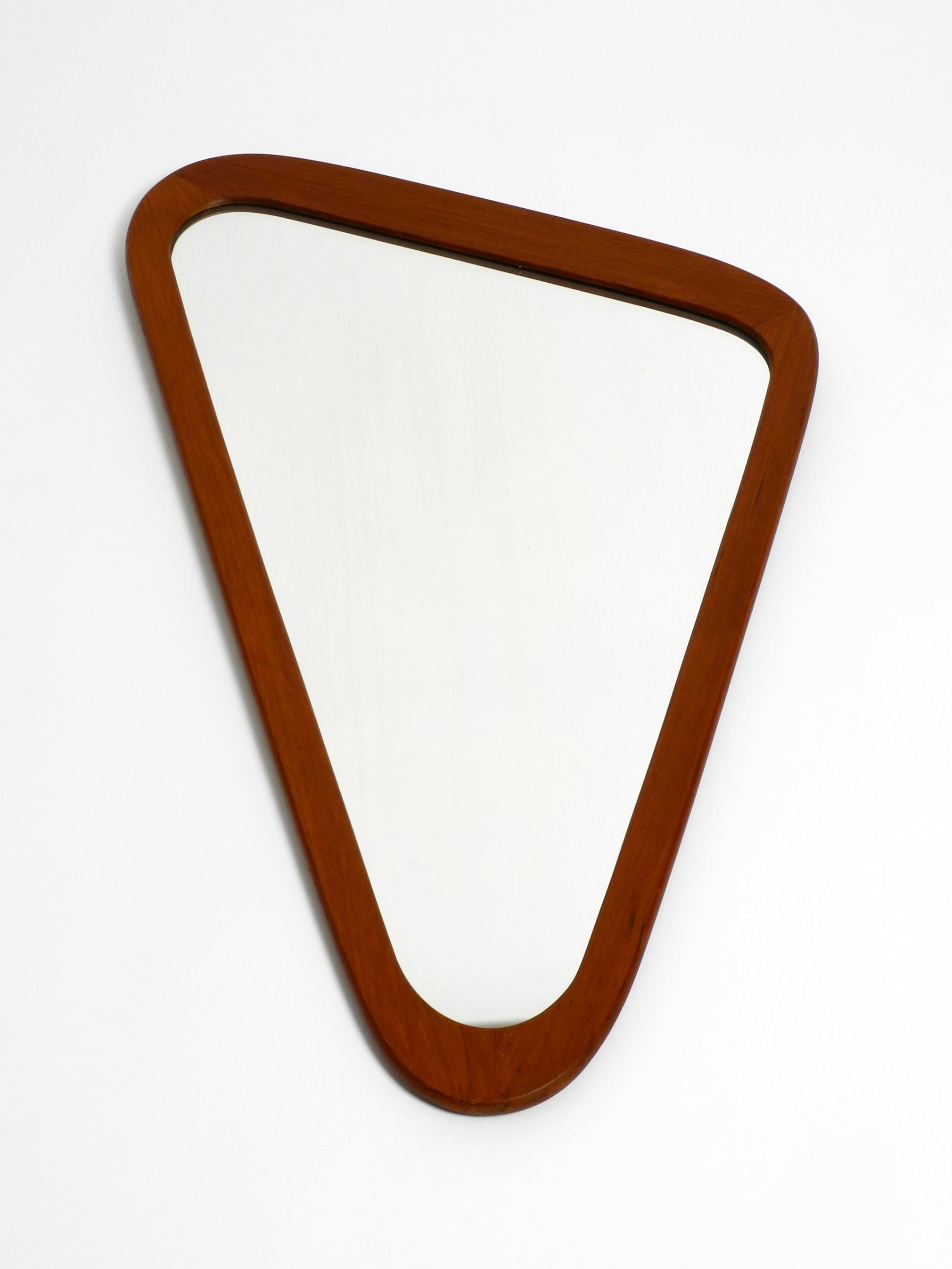 Mid-Century Modern Stunning Scandinavian 1950s Large Asymmetrical Triangle Teak Wall Mirror For Sale