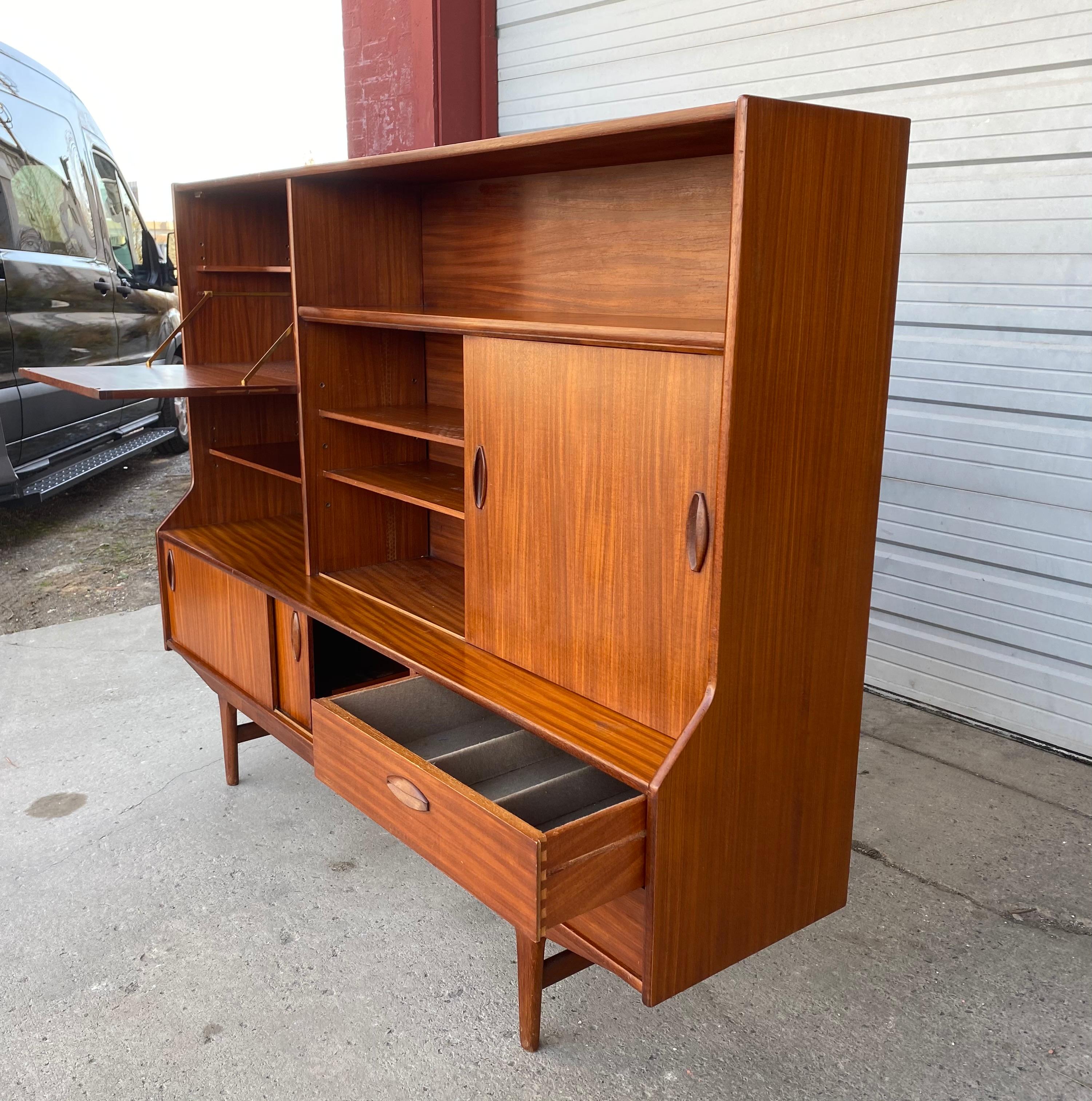 Danish Stunning Scandinavian Modern Teak High Credenza/ Server/Bar