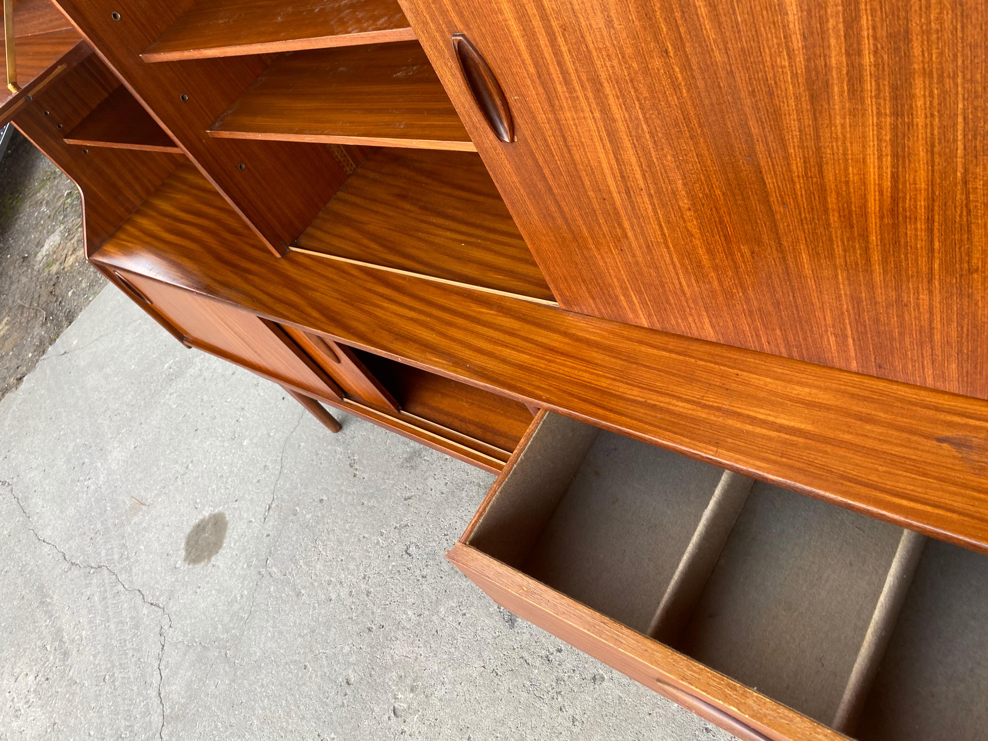 Stunning Scandinavian Modern Teak High Credenza/ Server/Bar In Good Condition In Buffalo, NY