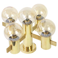 Superbe plafonnier en laiton Sciolari, Italie, années 1960