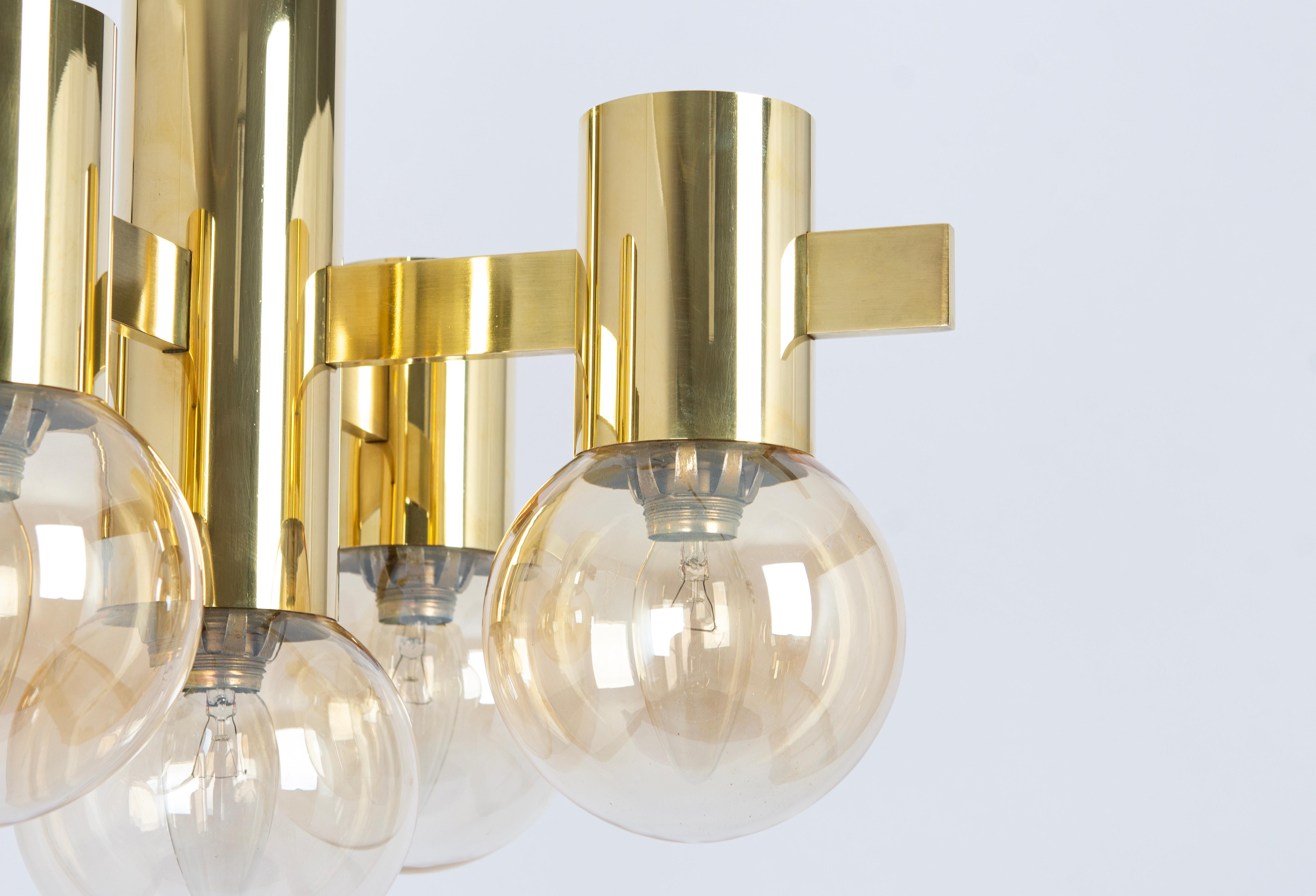 Late 20th Century Stunning Sciolari Style Brass Pendant light, Germany, 1970s For Sale