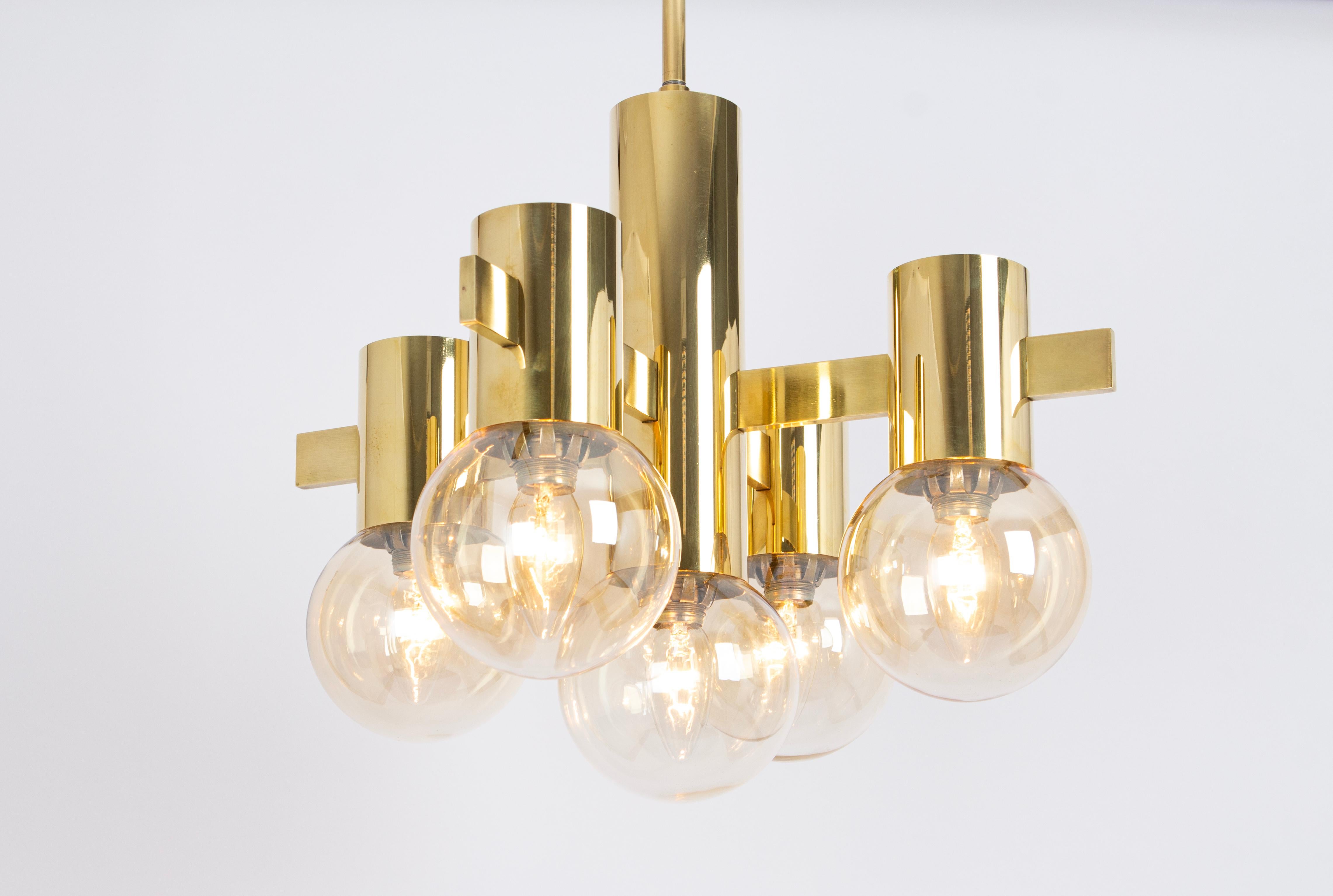 Stunning Sciolari Style Brass Pendant light, Germany, 1970s For Sale 1