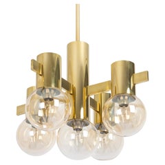 1 of 2 Splendida lampada a sospensione in ottone in stile Sciolari, Germania, anni '70