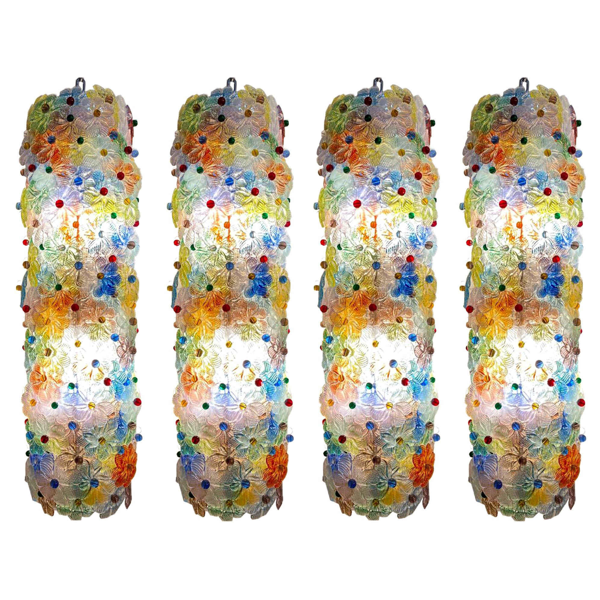 Stunning Set of 4 Sconces Millefiori by Barovier&Toso Murano, 1950 