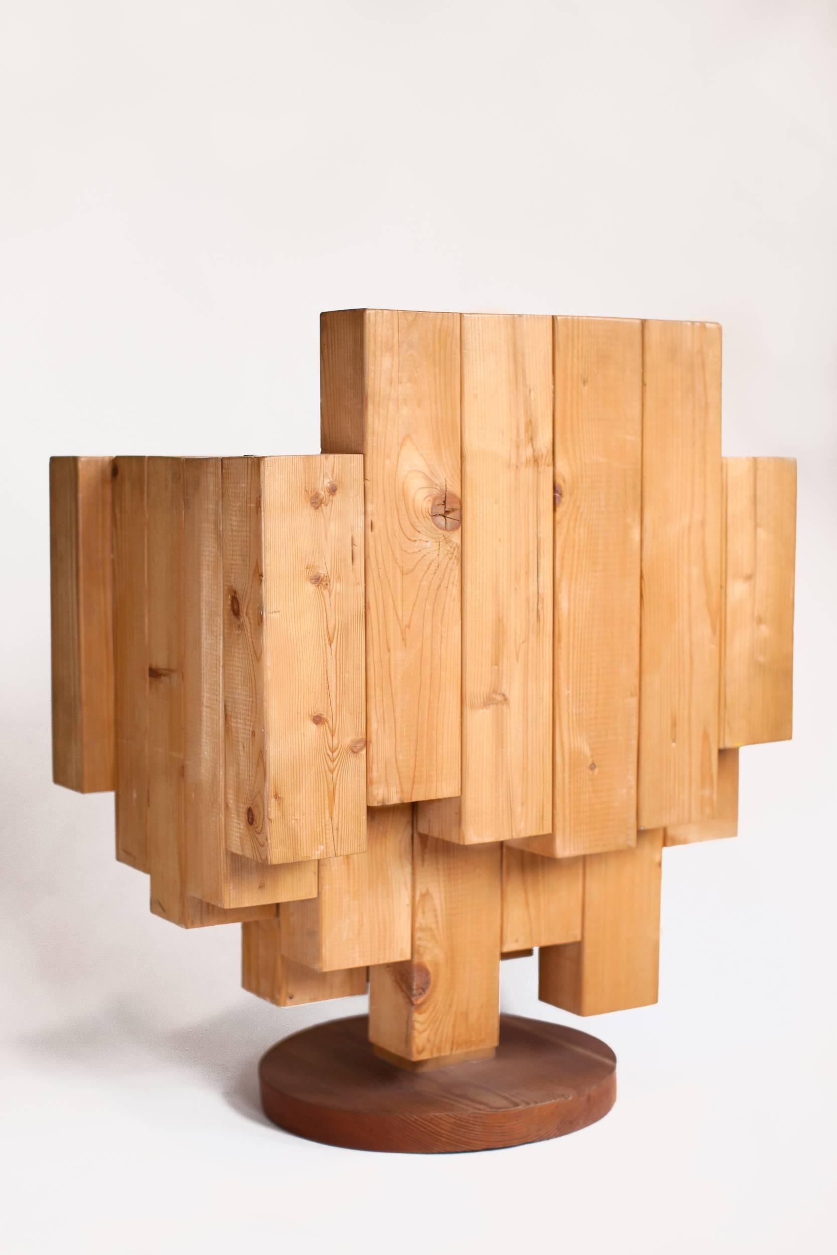 Modern One of a Kind Sculptural Cubist Armchair in Pine by Giorgio Mariani, Italy 2005 For Sale