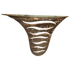 Stunning Sculptural Silas Seandel attr. Brutalist Solid Bronze Console Table
