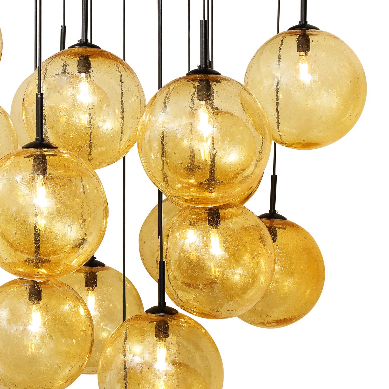 American Stunning Seeded Glass Globe Chandelier 2022 For Sale