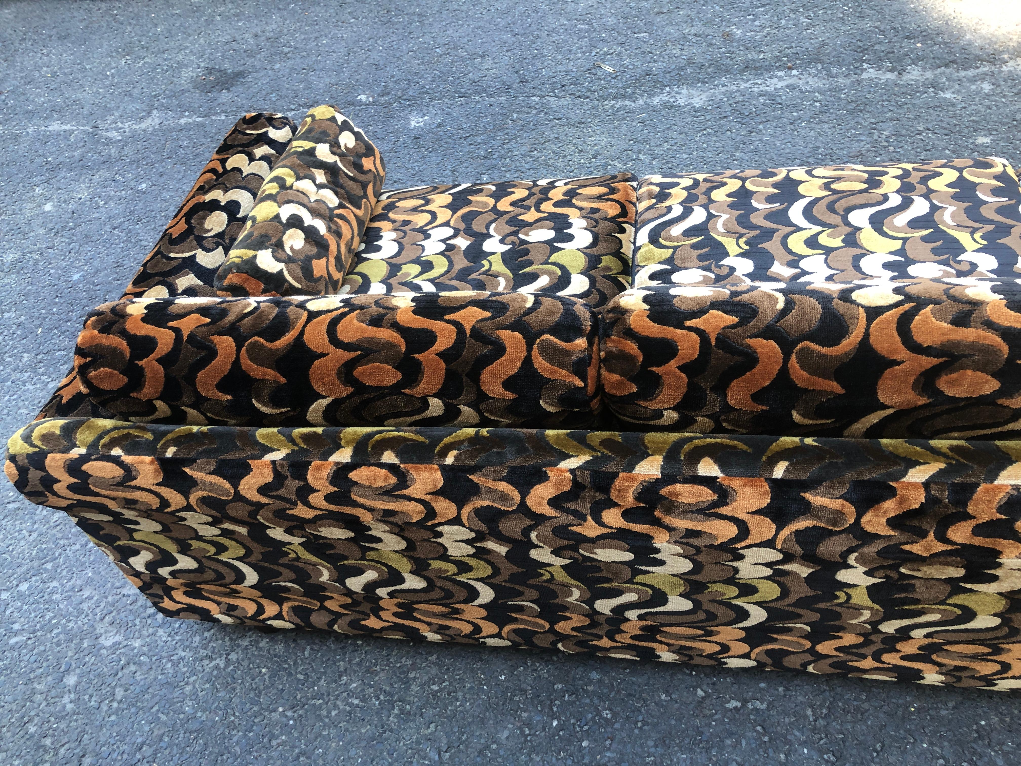 Glamorous Selig Jack Lenor Larsen Style Sofa Mid-Century Modern For Sale 6