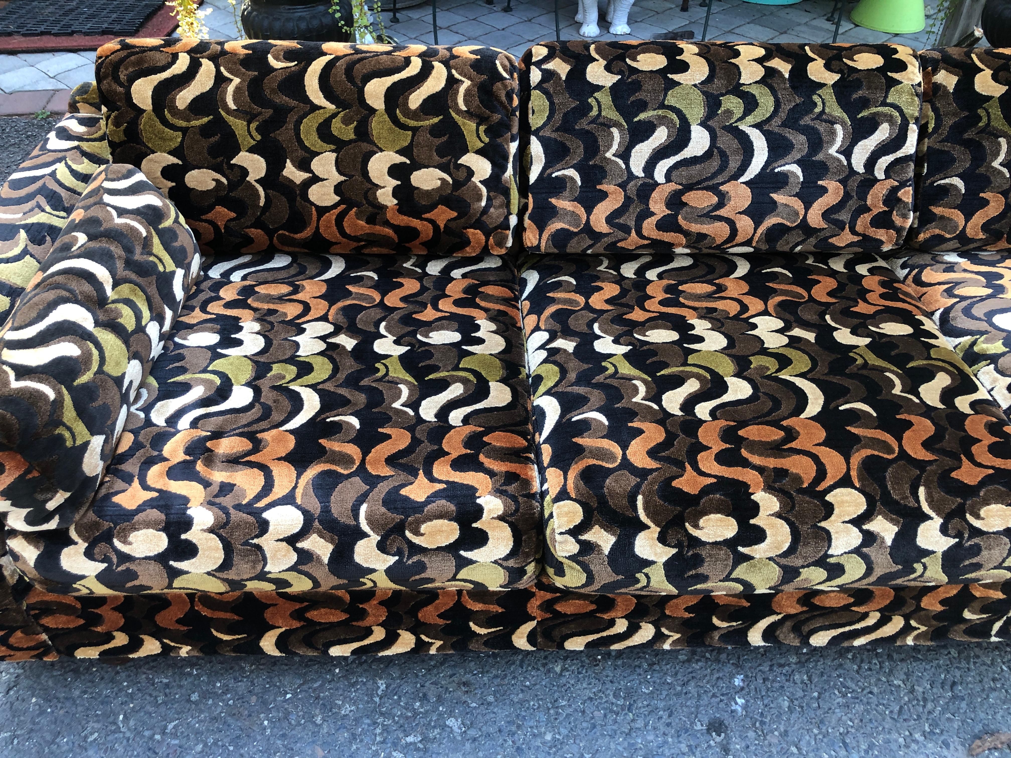 Glamorous Selig Jack Lenor Larsen Style Sofa Mid-Century Modern For Sale 7
