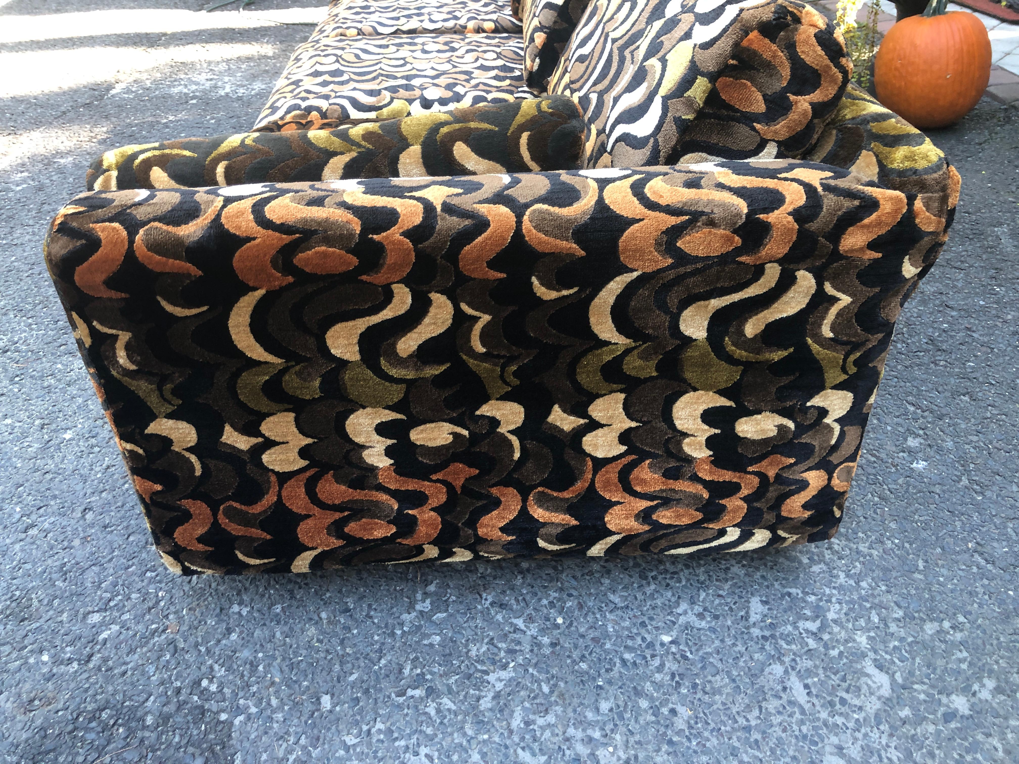Upholstery Stunning Selig Jack Lenor Larsen Style Sofa Mid-Century Modern For Sale