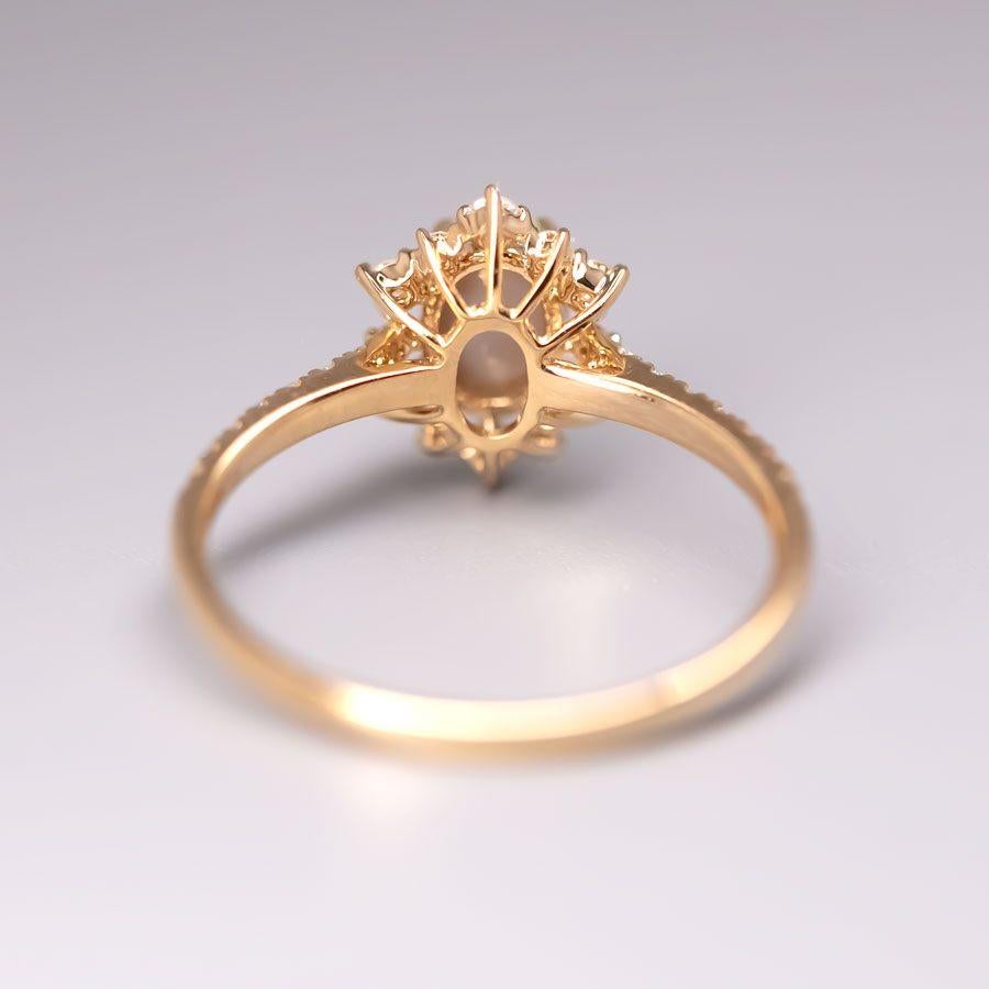 Stunning Semi-Black Opal Diamond Engagement Ring 18K Gold For Sale 1