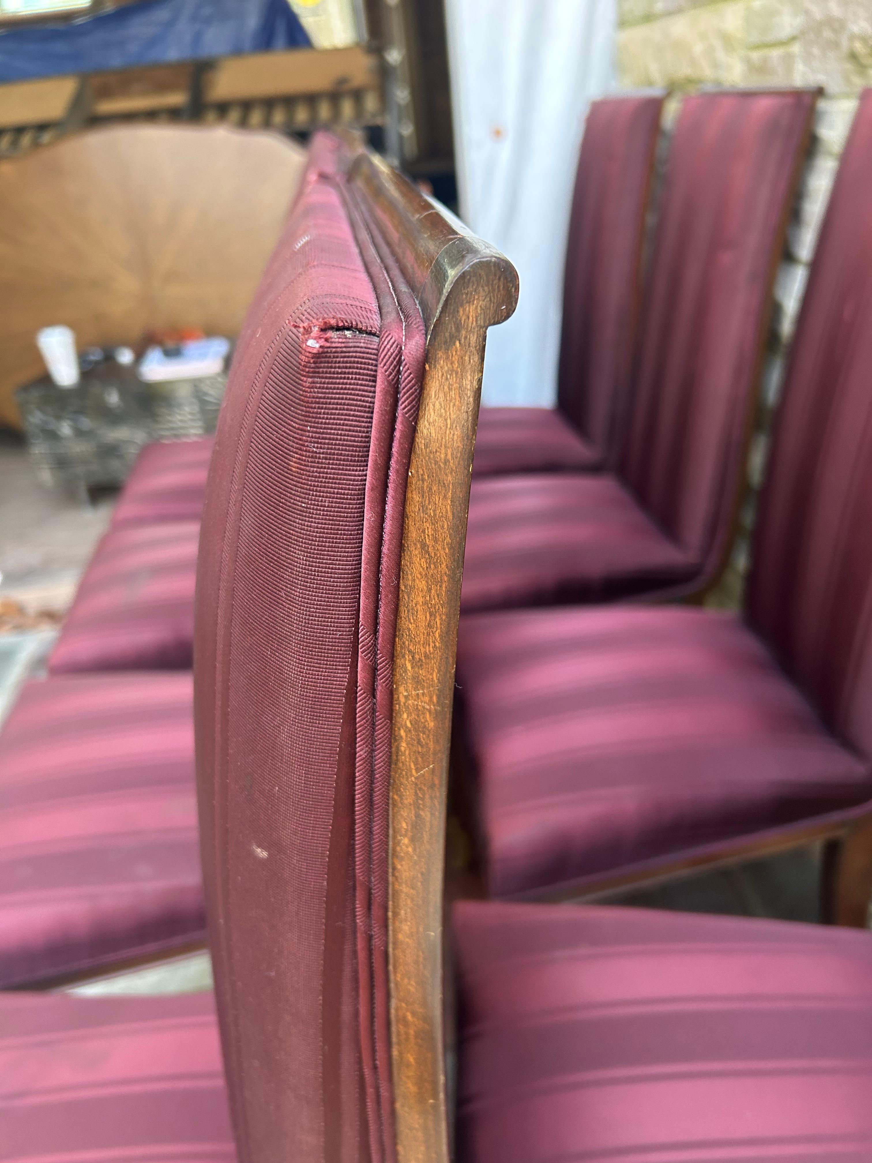 Stunning Set 10 Jean Pascaud French Mahogany Upholstered Chairs Bronze Sabots For Sale 6