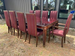 Superbe ensemble de 10 chaises tapissées d'acajou français Jean Pascaud Sabots en bronze