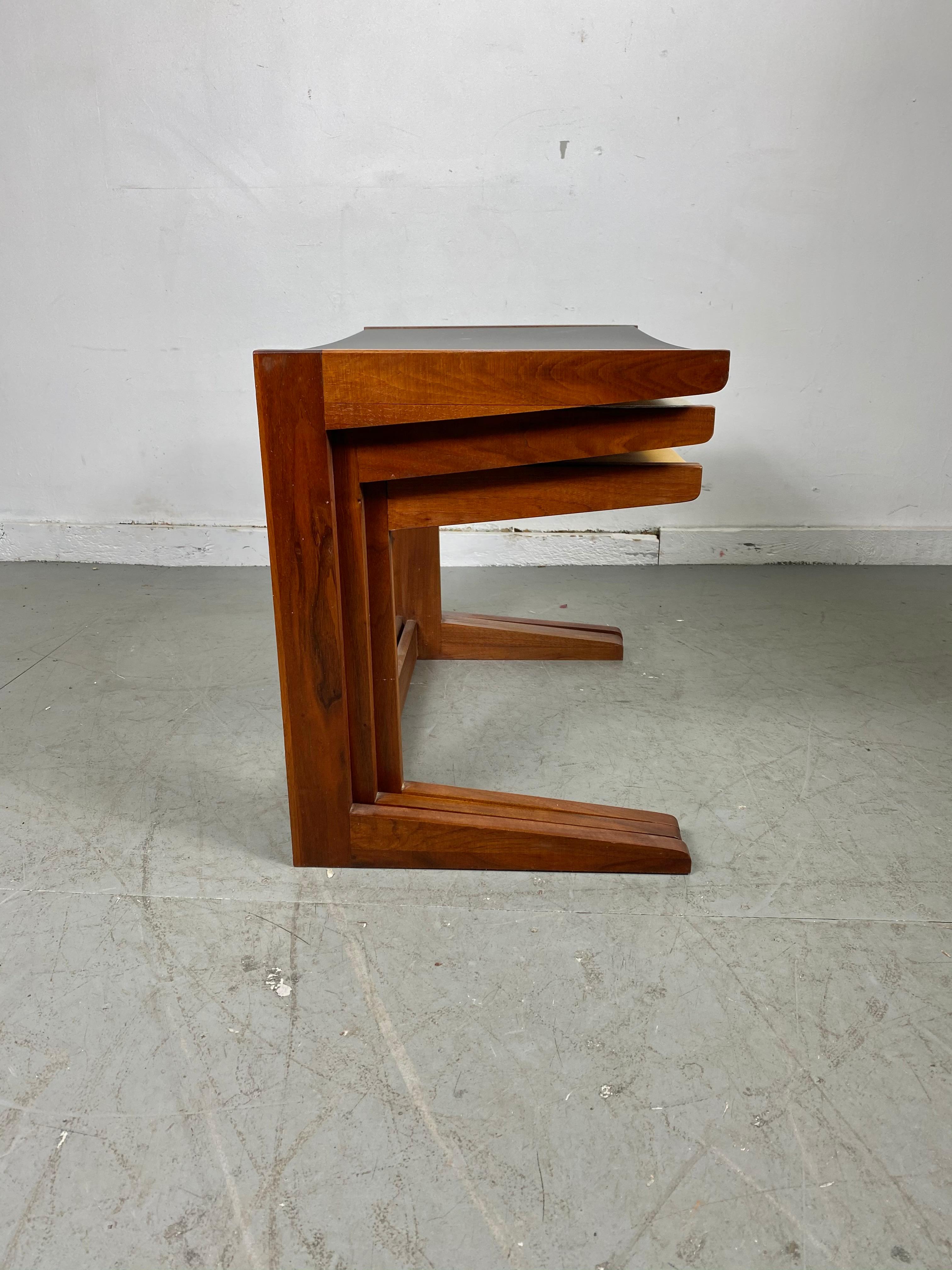 American Stunning Set 3 Nesting Tables in the Mannor of Jens Risom For Sale