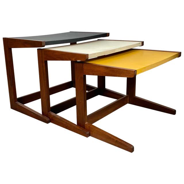 Bob Roukema Table Modernist Nesting, Stacking Cork Top Tables by Bob Roukema for Jon ...