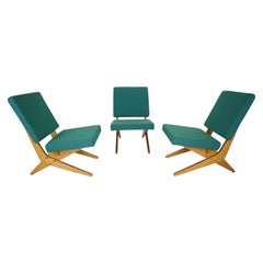 Stunning Set of 3 FB18 Scissor Chairs by Jan Van Grunsven for UMS Pastoe, 1955