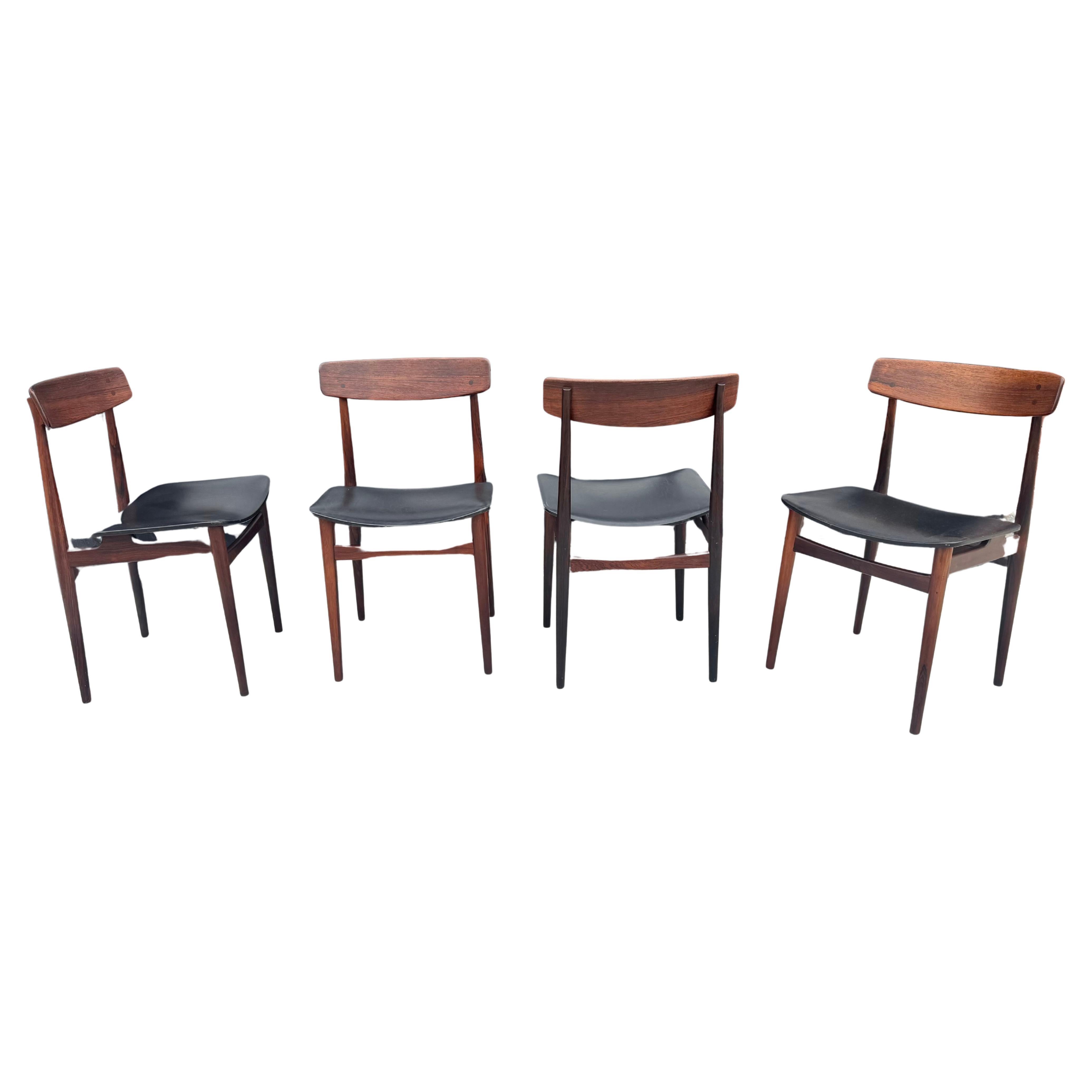 Atemberaubendes Set (4) dänische mODERNIST Esszimmerstühle aus Rosenholz, 1950er Jahre/ Frederik Kayser im Angebot 5