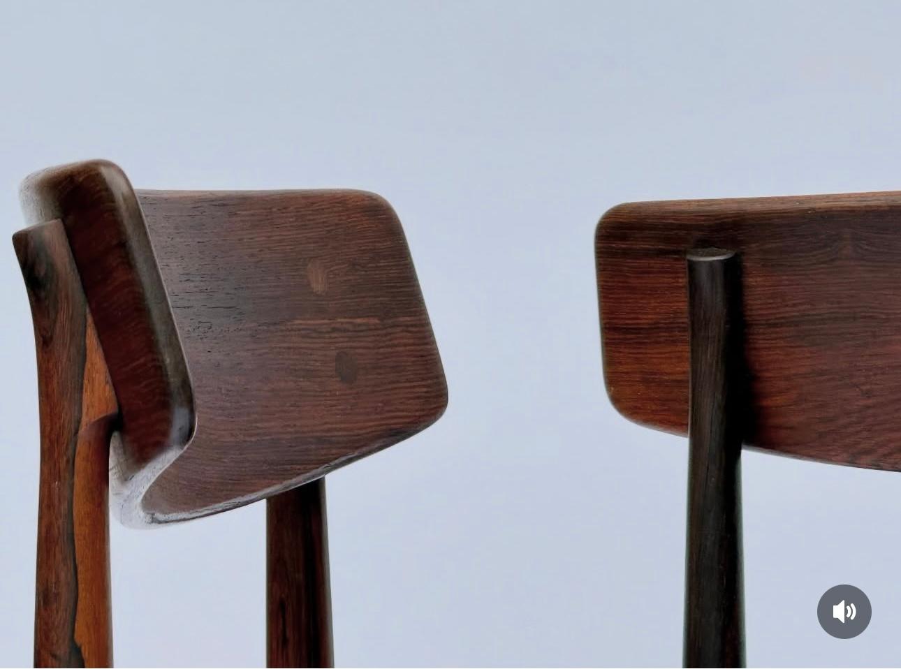 Atemberaubendes Set (4) dänische mODERNIST Esszimmerstühle aus Rosenholz, 1950er Jahre/ Frederik Kayser (Dänisch) im Angebot