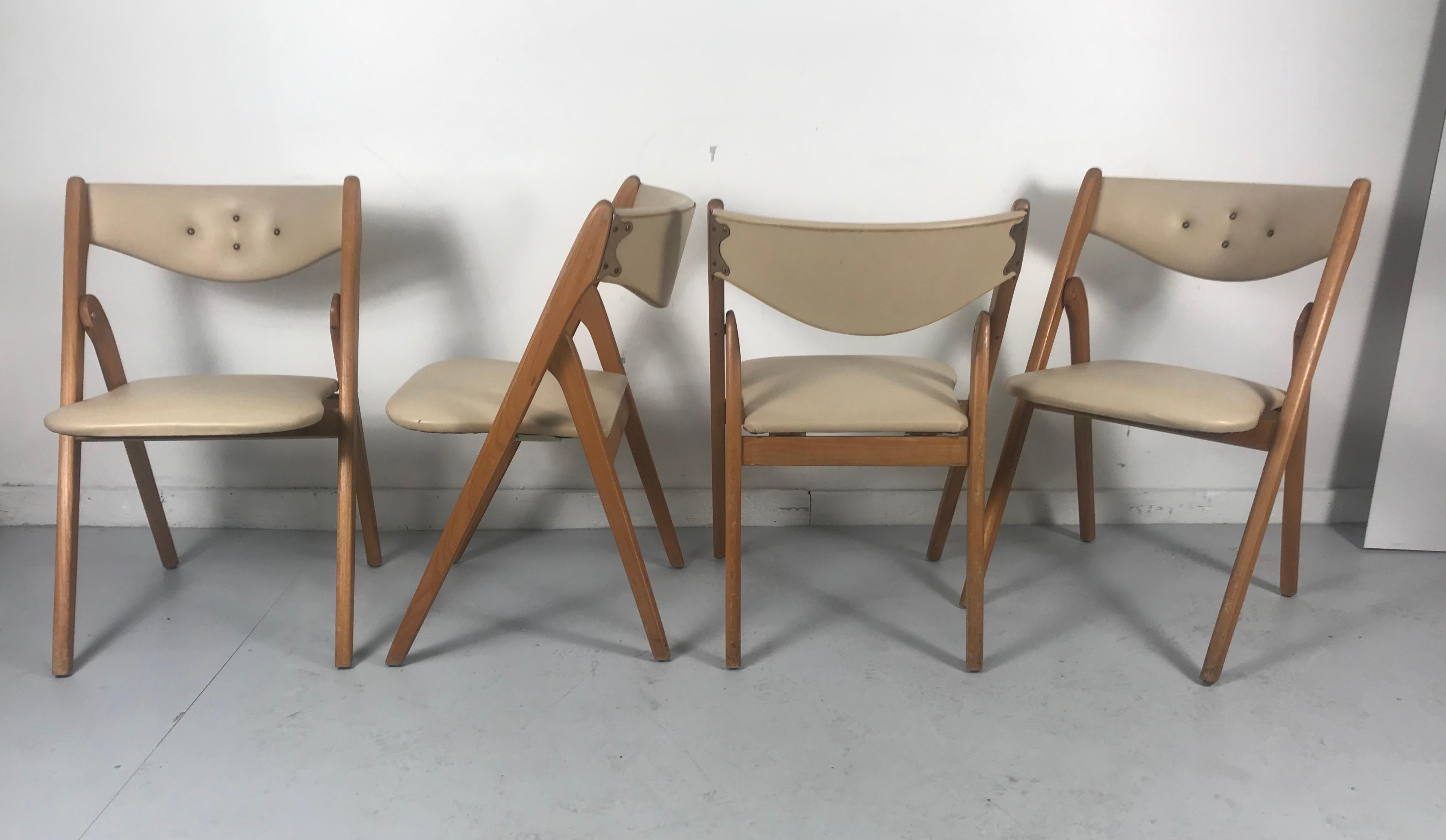American Stunning Set 4 Mid-Century Modern Folding Chairs, 'dining' Wonderfold by Coronet